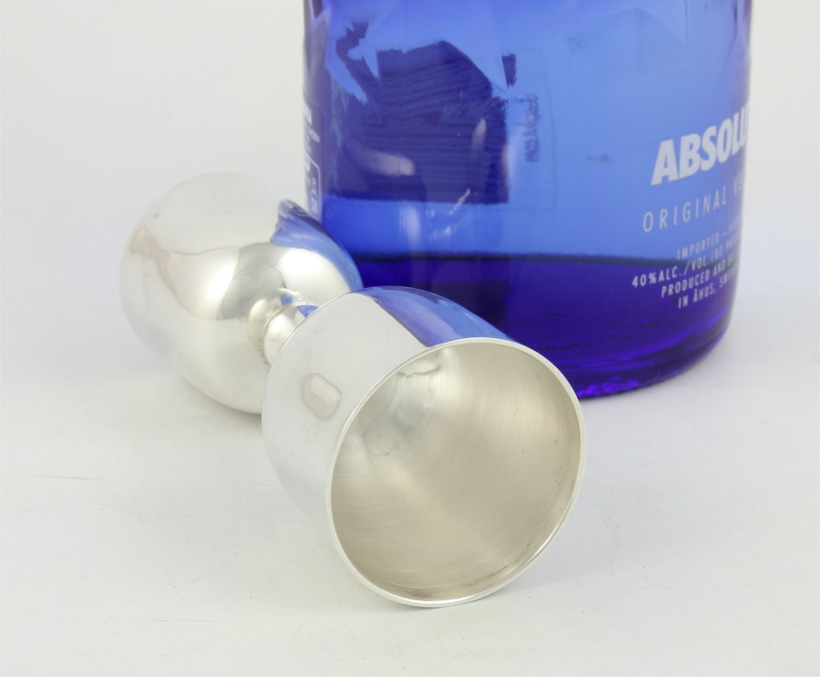 Home Decor Mexican Silver Double Spirit Jigger. Art Deco 925 Silver Tequila Measure. photo