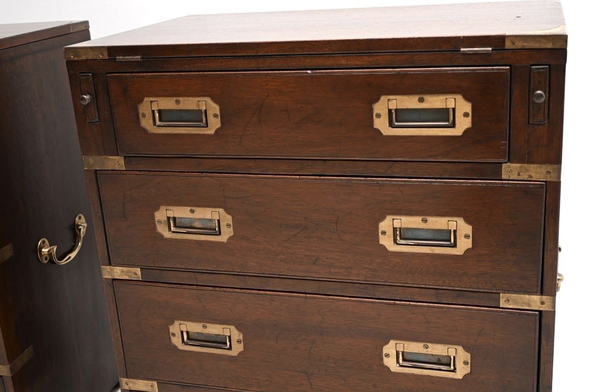 Pair Of Antique Mahogany Military Campaign Bachelor Chest Of Drawers photo 2860.0