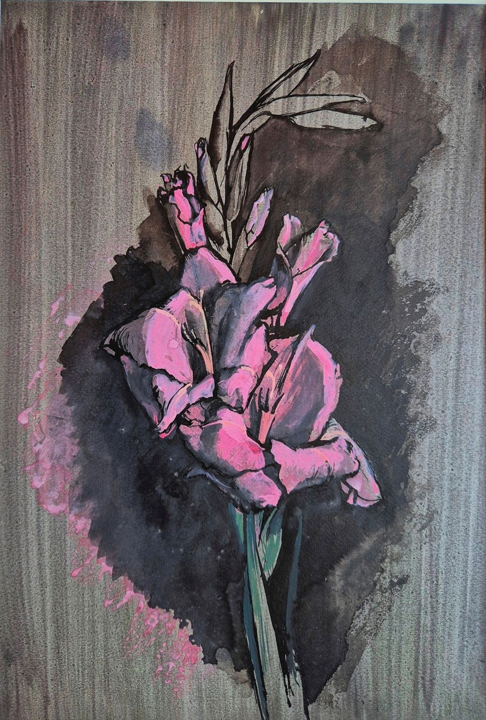 James Stroudley   Gladioli II (Modern British Mixed Media Painting)