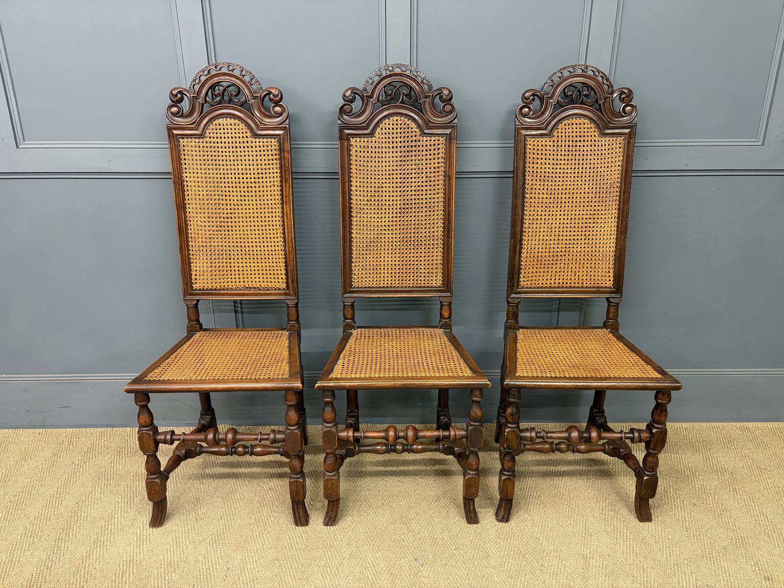 Set Of 3 Carolean Style Chairs photo for sale