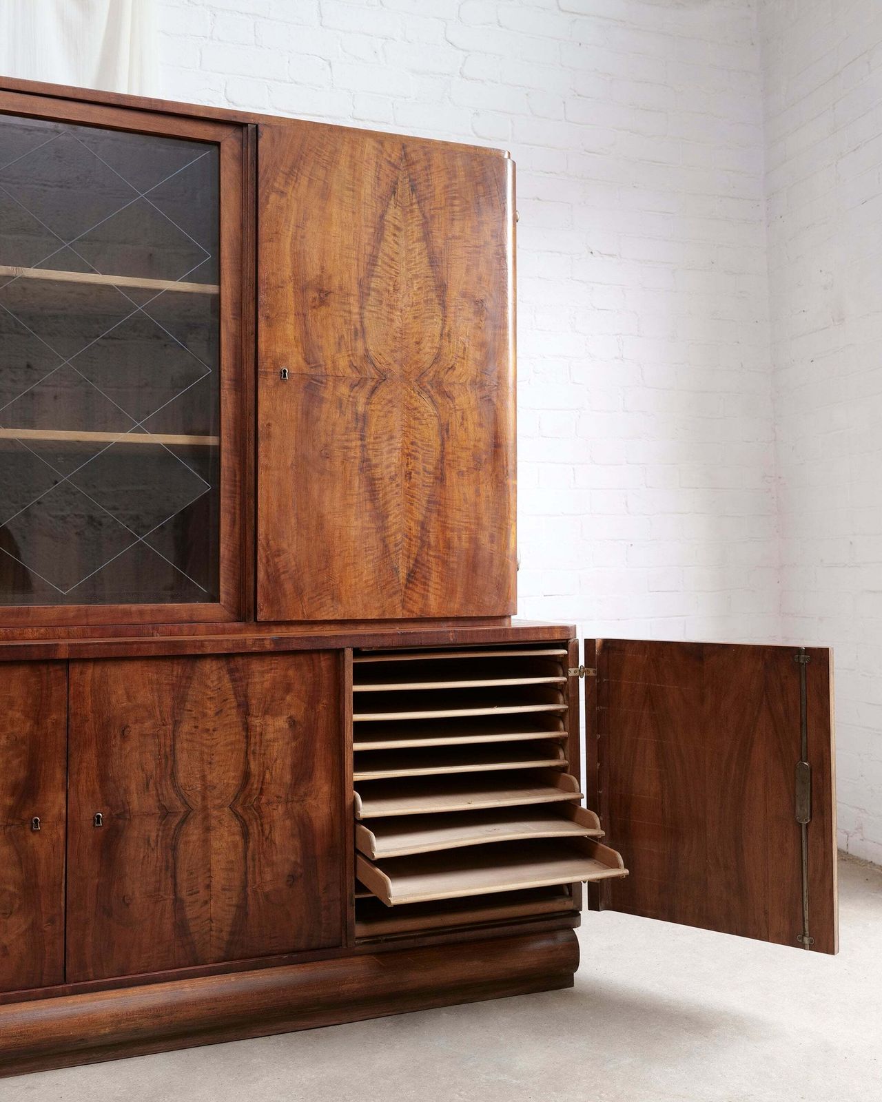 Walnut Art Deco Display Cabinet photo for sale