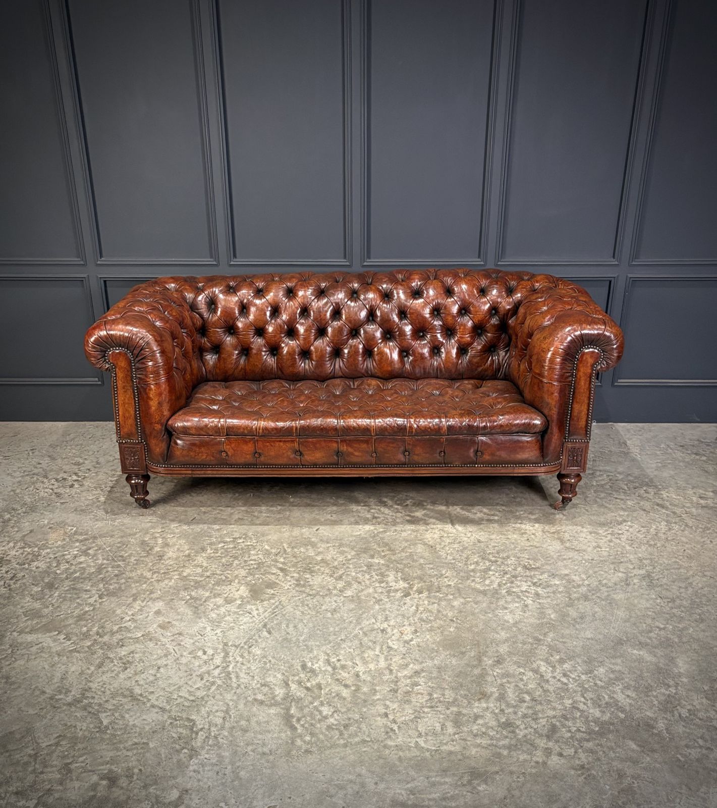 Victorian Hand Dyed Leather Chesterfield Sofa photo furniture