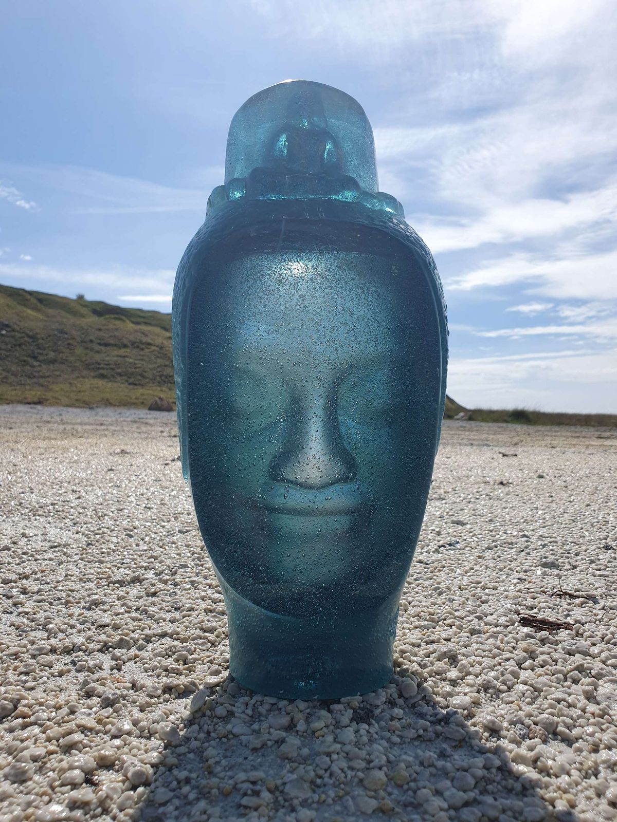 Roy Adzak For Daum Freres, France. A Crystal Glass Sculpture "Head Of Buddah".
