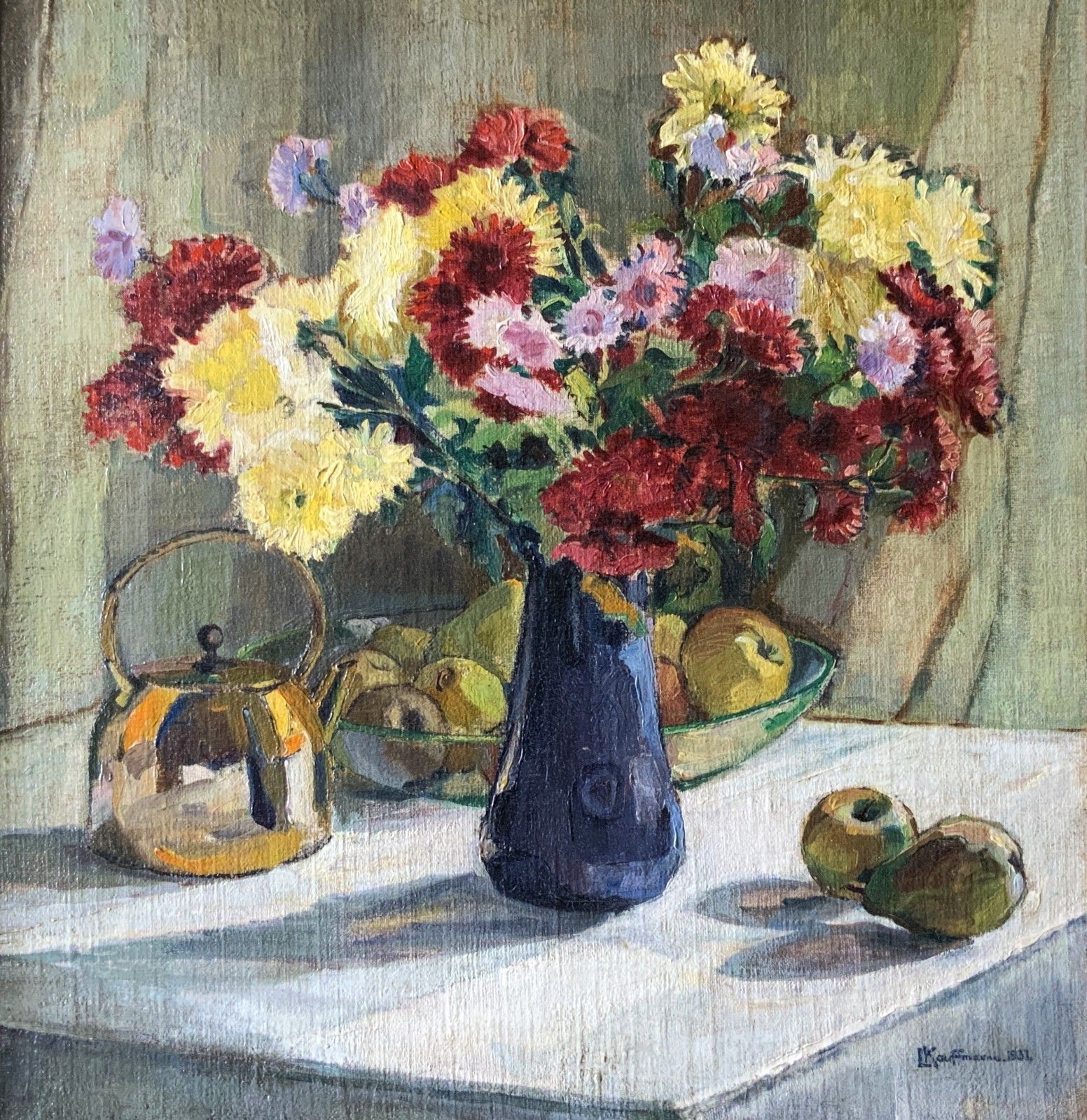 Fine Art Deco Still Life Impressionist Oil Painting C. 1931 Signed Original photo for sale