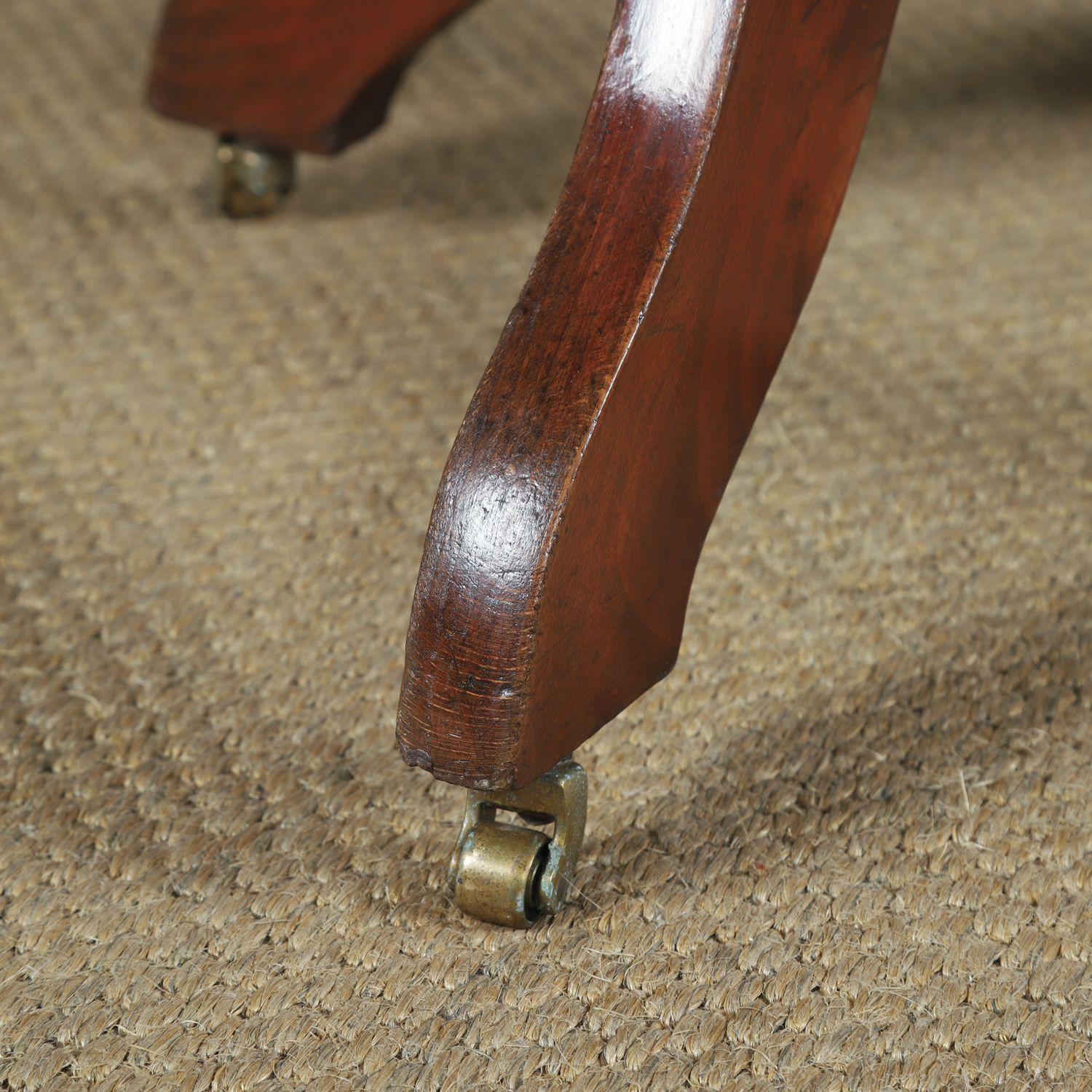 Antique English George V Beech & Green Leather Revolving Armless Office Chair (Circa 1920) photo 975.0