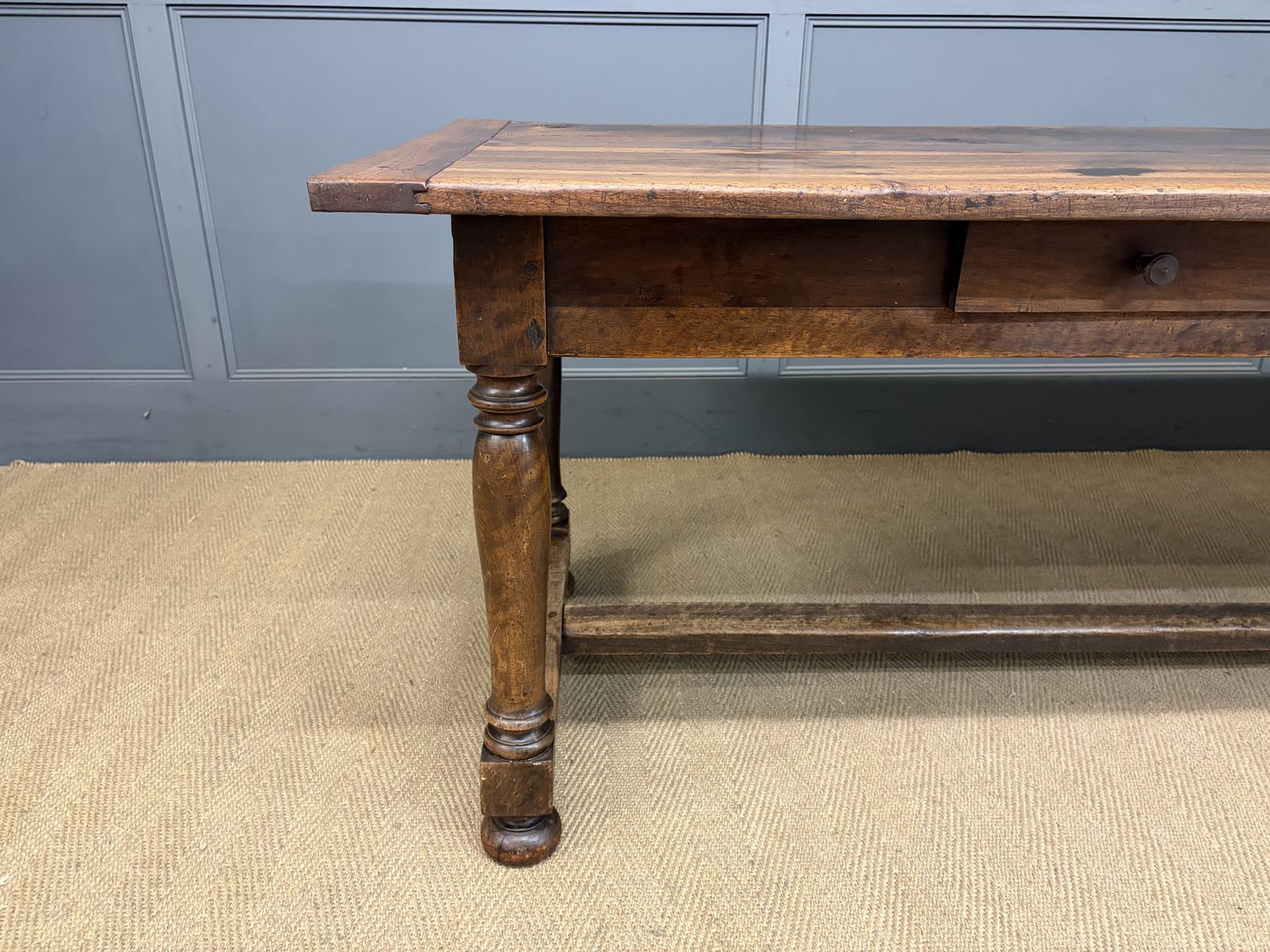photo furniture Large Early 19th Century Walnut Refectory Farmhouse Table