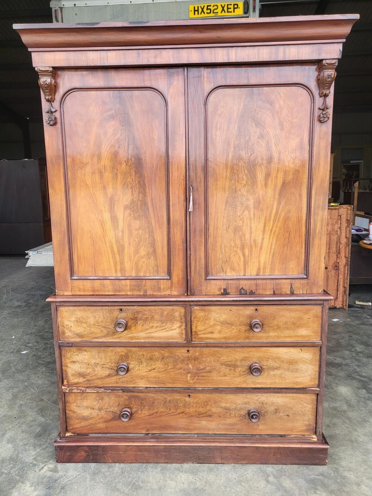 Antique Victorian Linen Press Chest Of Drawers Wardrobe