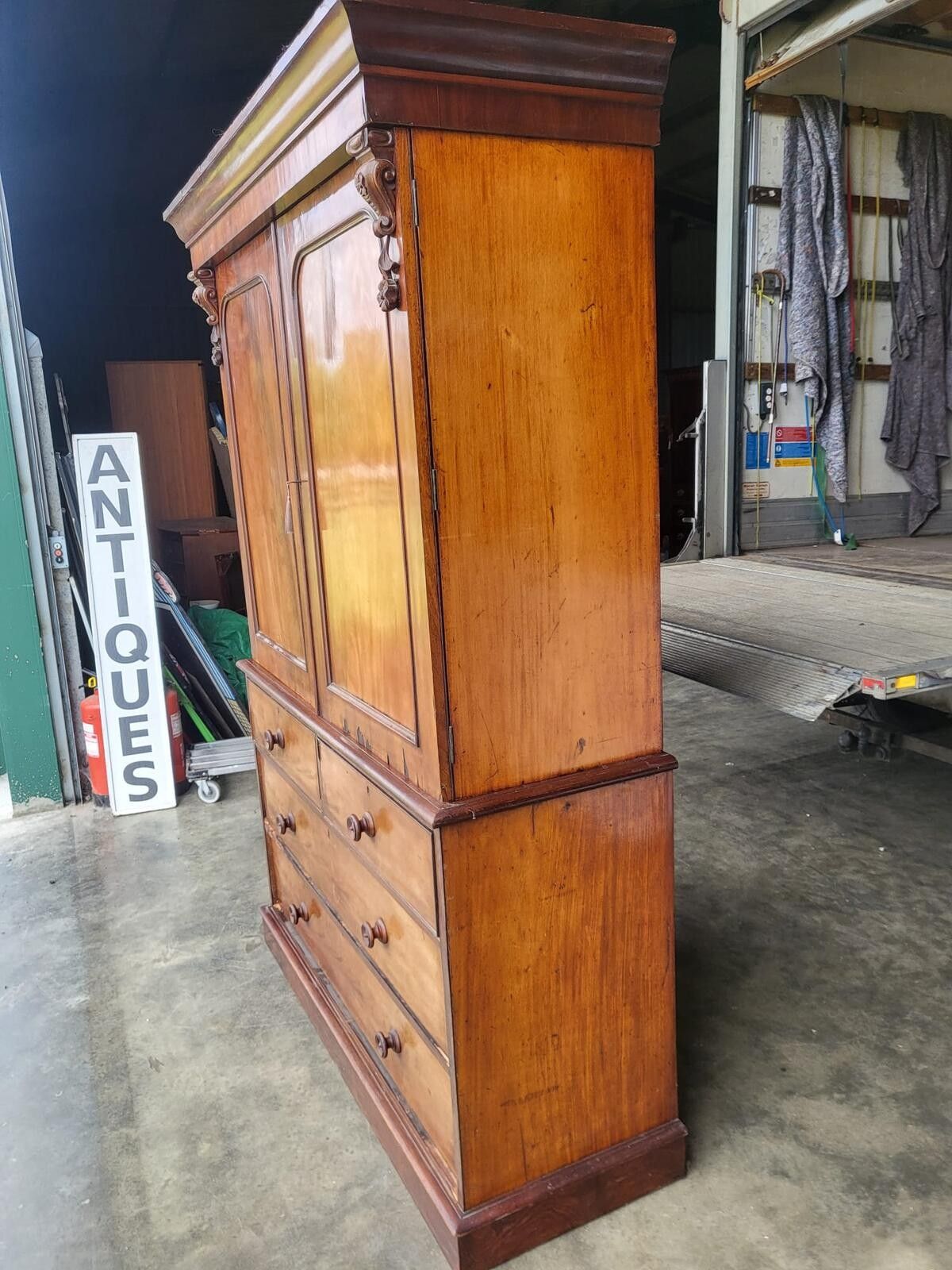 Antique Victorian Linen Press Chest Of Drawers Wardrobe photo vinterior