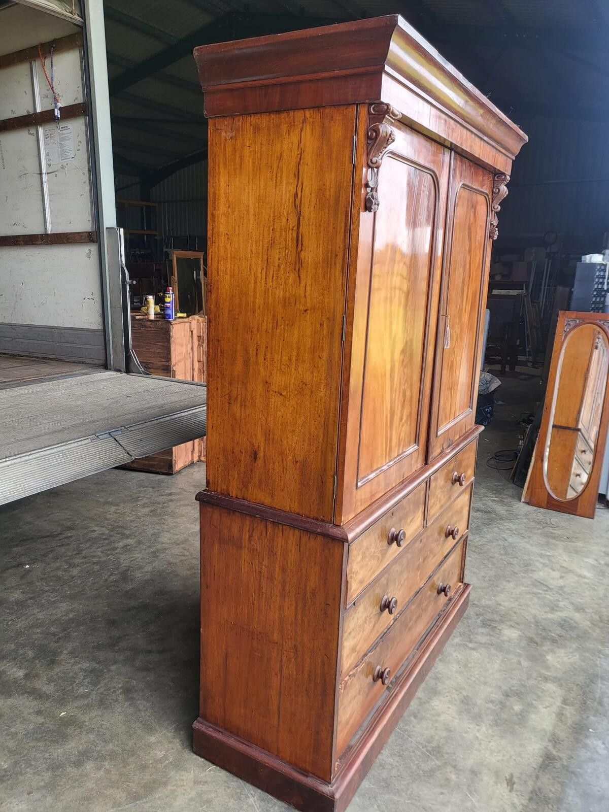Antique Victorian Linen Press Chest Of Drawers Wardrobe photo vintage