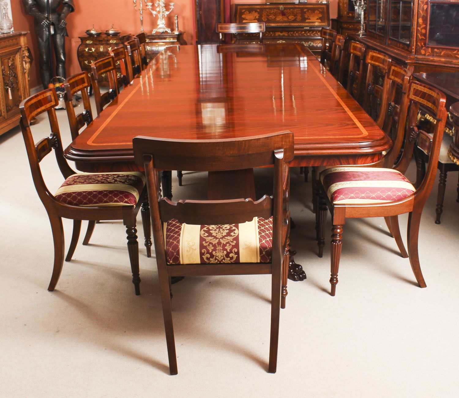 Bespoke Regency Revival Twin Base Dining Table & 14 Chairs 21st C photo furniture