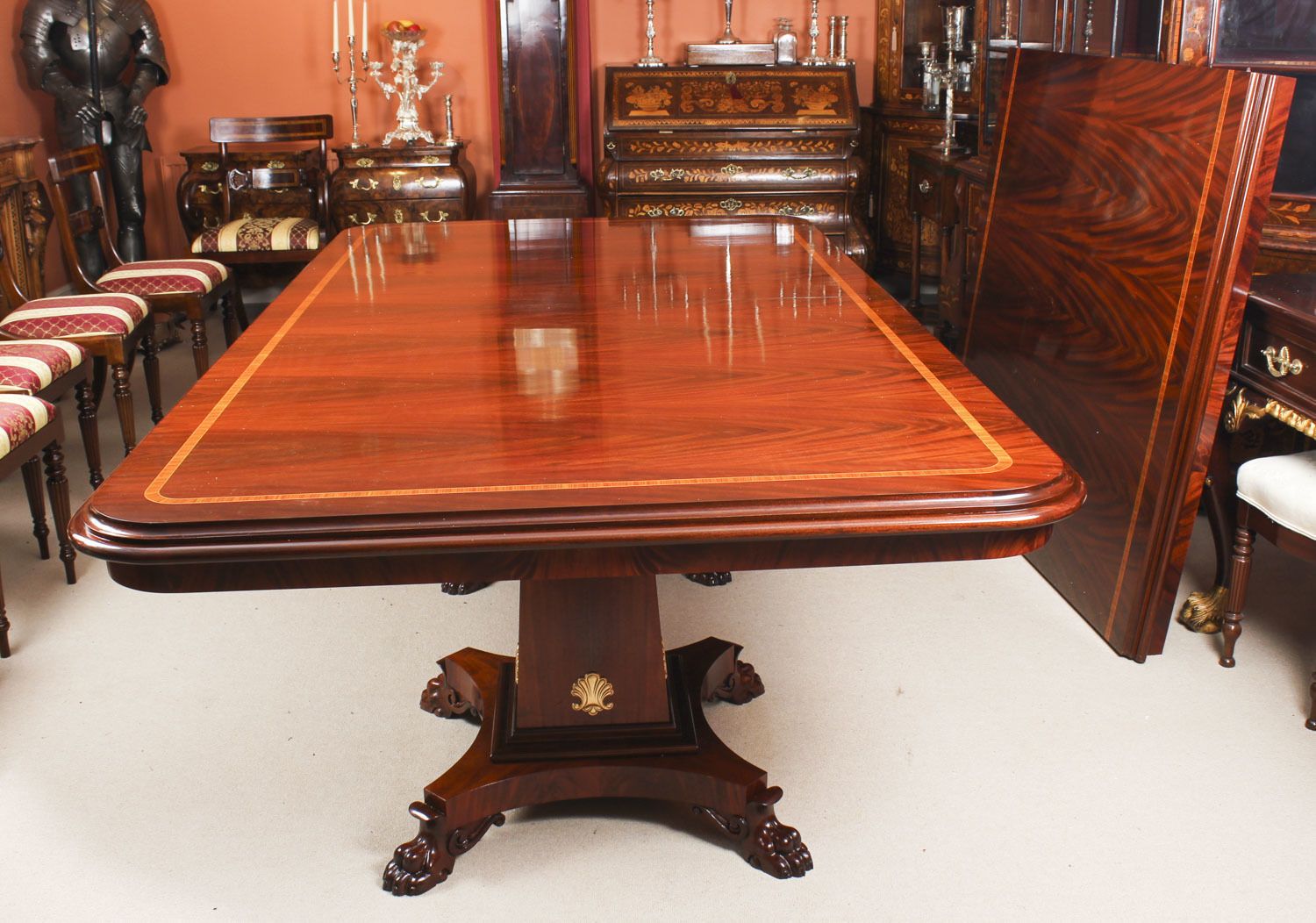 Bespoke Regency Revival Twin Base Dining Table & 14 Chairs 21st C photo vintage