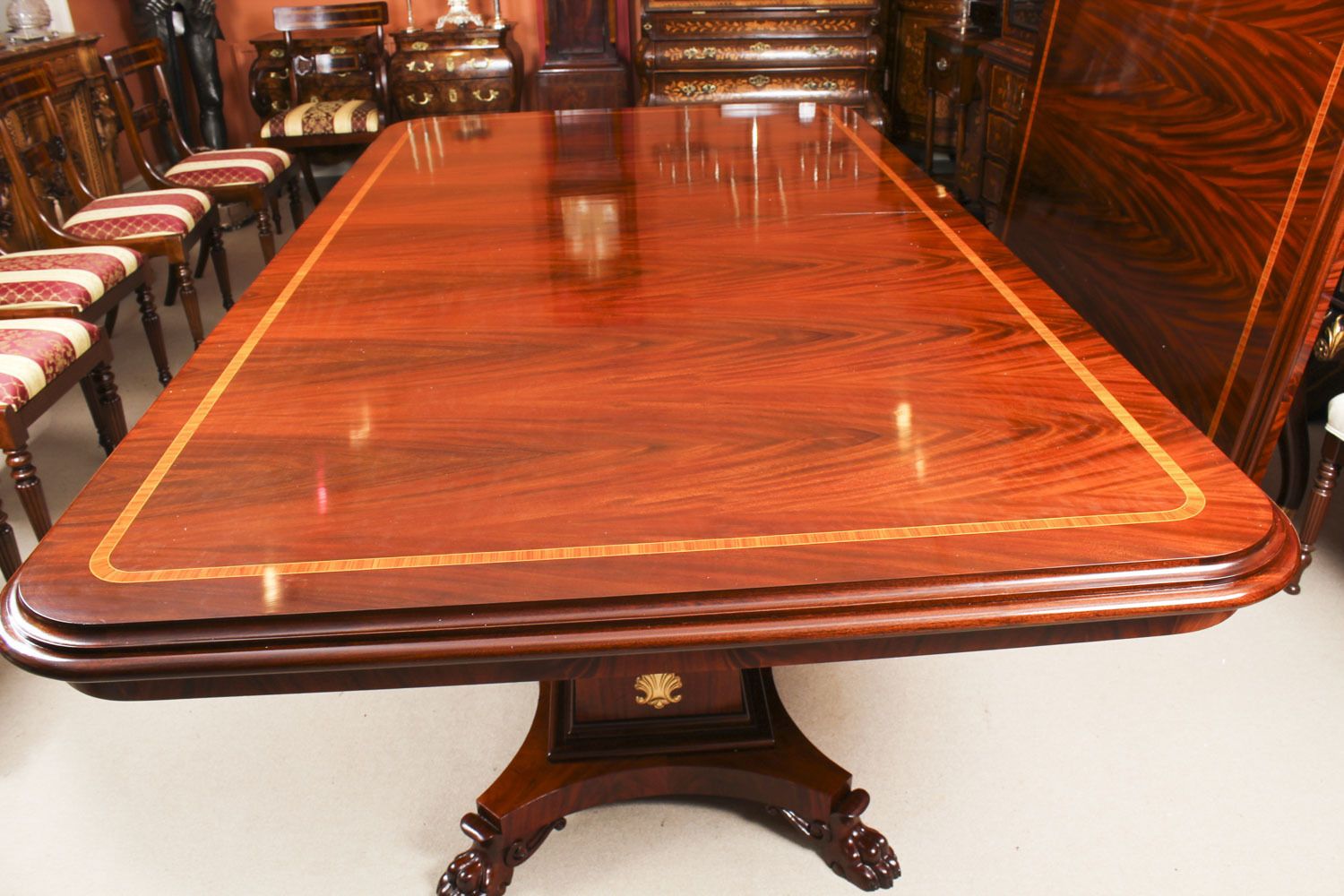 Furniture Bespoke Regency Revival Twin Base Dining Table & 14 Chairs 21st C photo