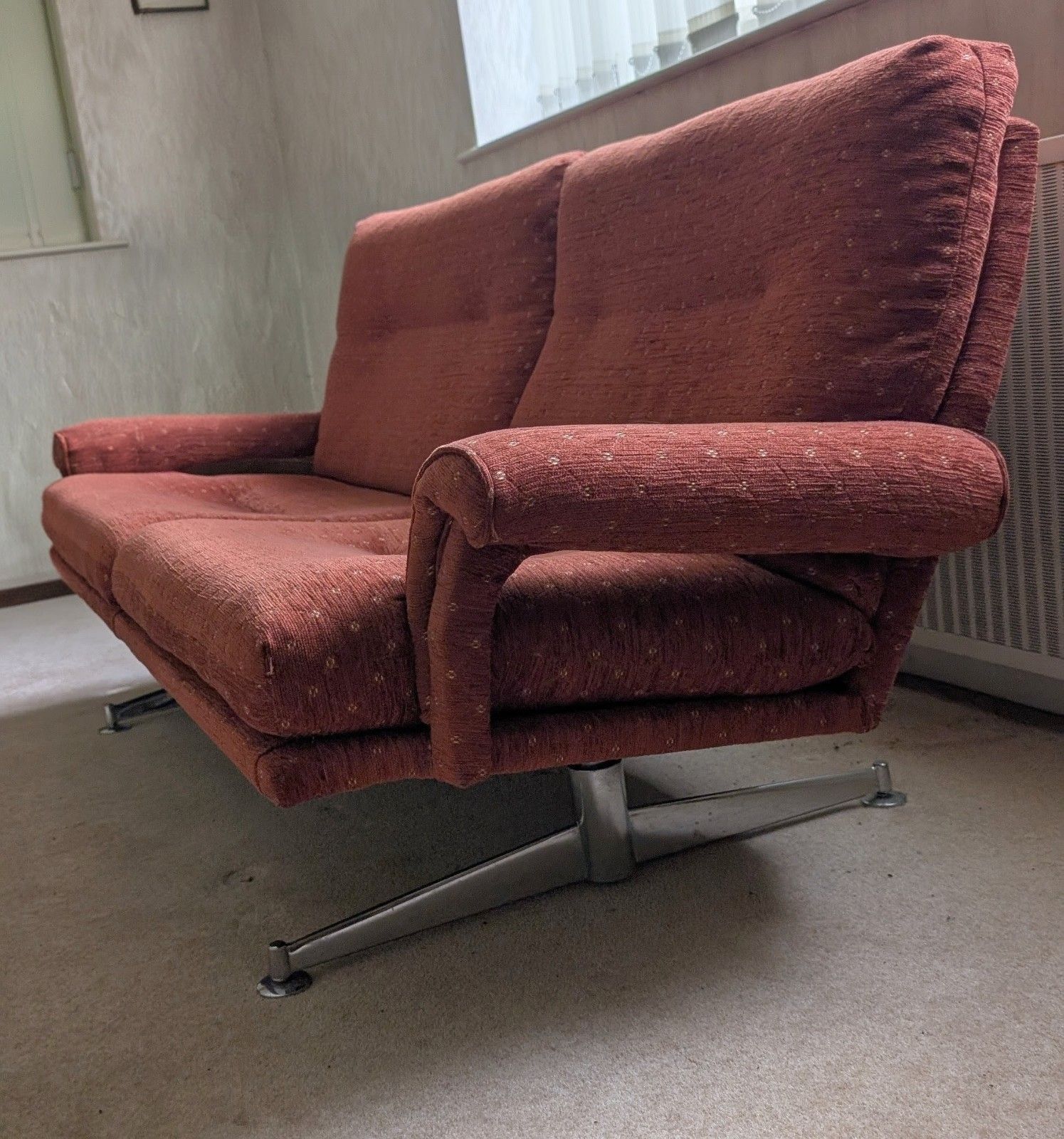 Howard Keith Hk Chrome Sofa Vintage 50s 60s 70s Heals Danish Mid Century Retro photo for sale