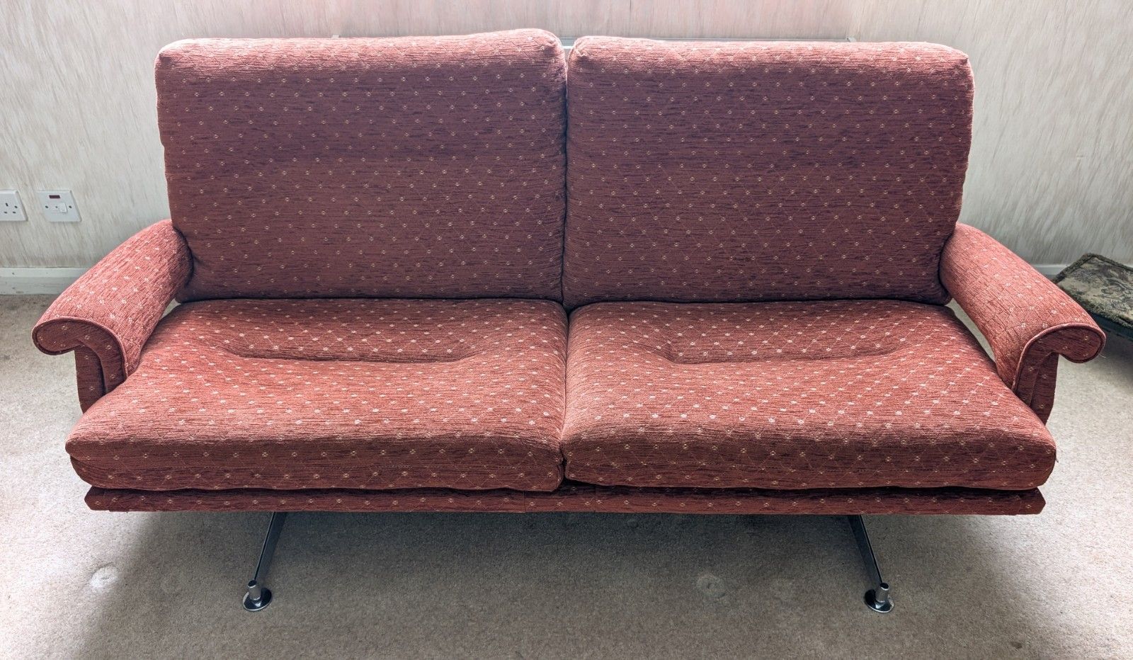 Howard Keith Hk Chrome Sofa Vintage 50s 60s 70s Heals Danish Mid Century Retro photo vinterior