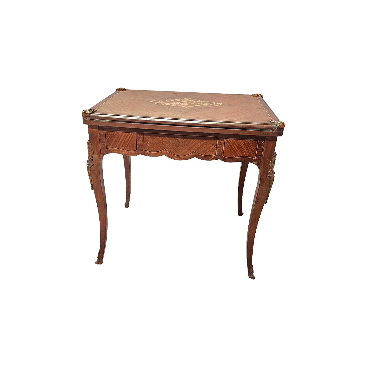 French Louis XV Style Gaming Table With Marquetry, 1960s