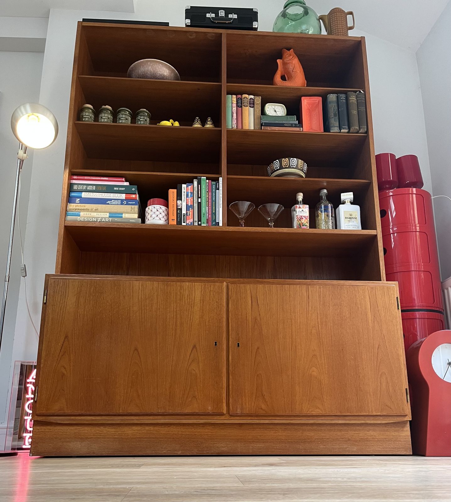 Teak Mid Century Modular Poul Hundevad Teak Bookcase Cabinet Wall Unit photo buy