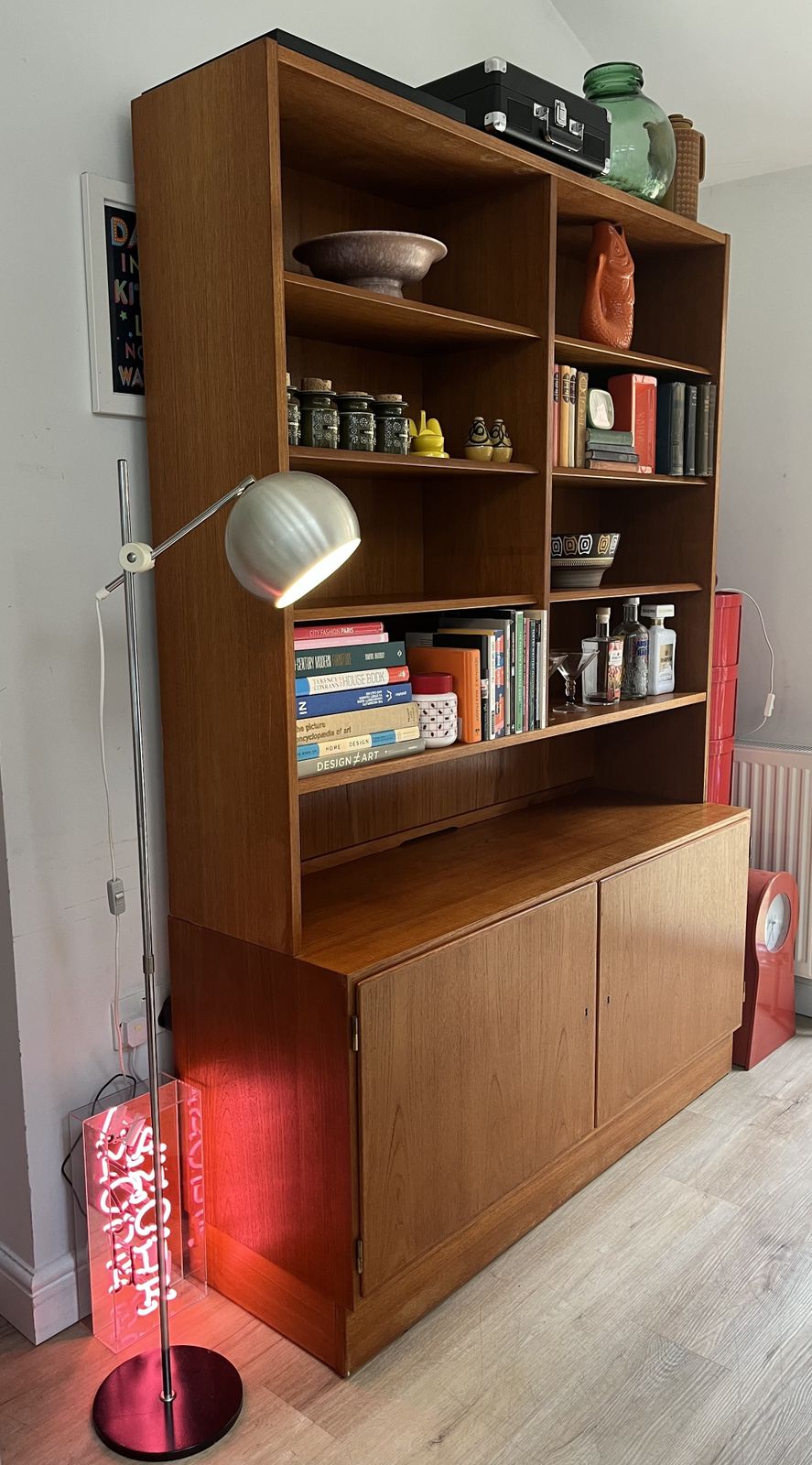 980.0 Teak Mid Century Modular Poul Hundevad Teak Bookcase Cabinet Wall Unit photo