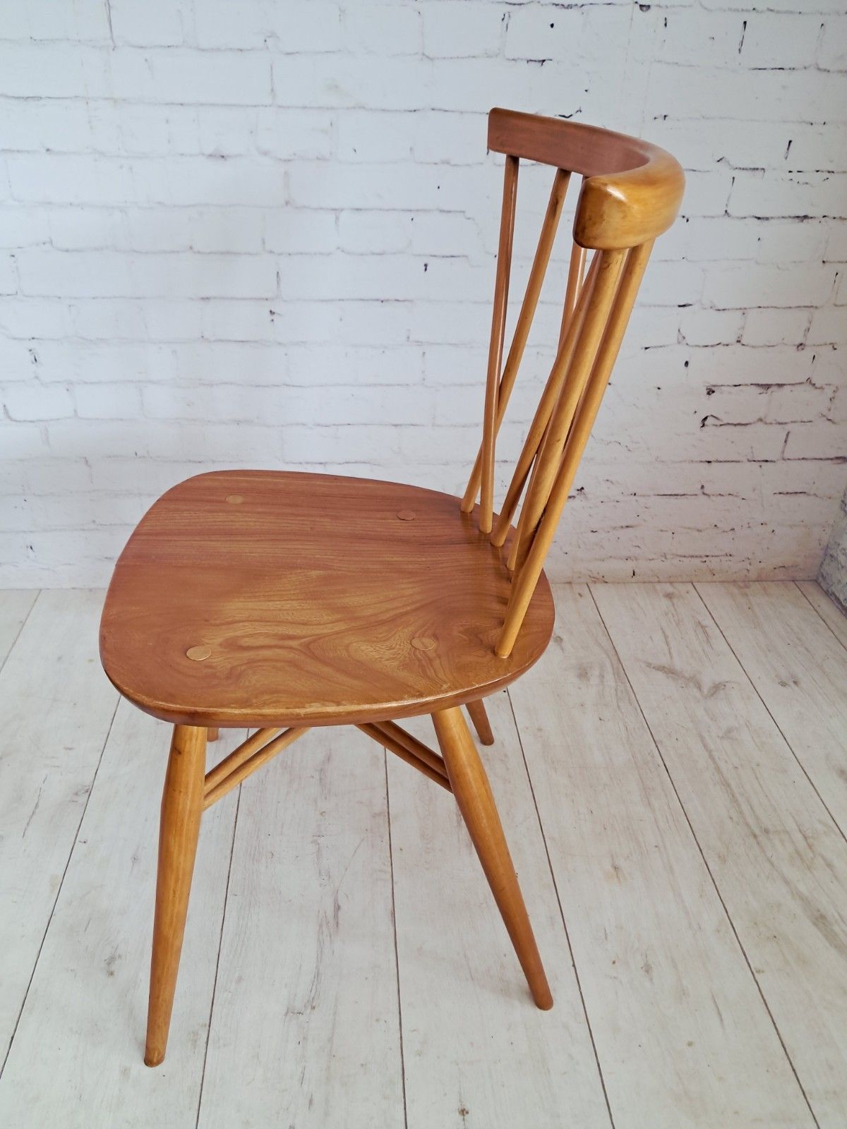 Furniture Mid Century Vintage Ercol Candlestick Dining Chair Model 376 Elm Beech 1960's photo