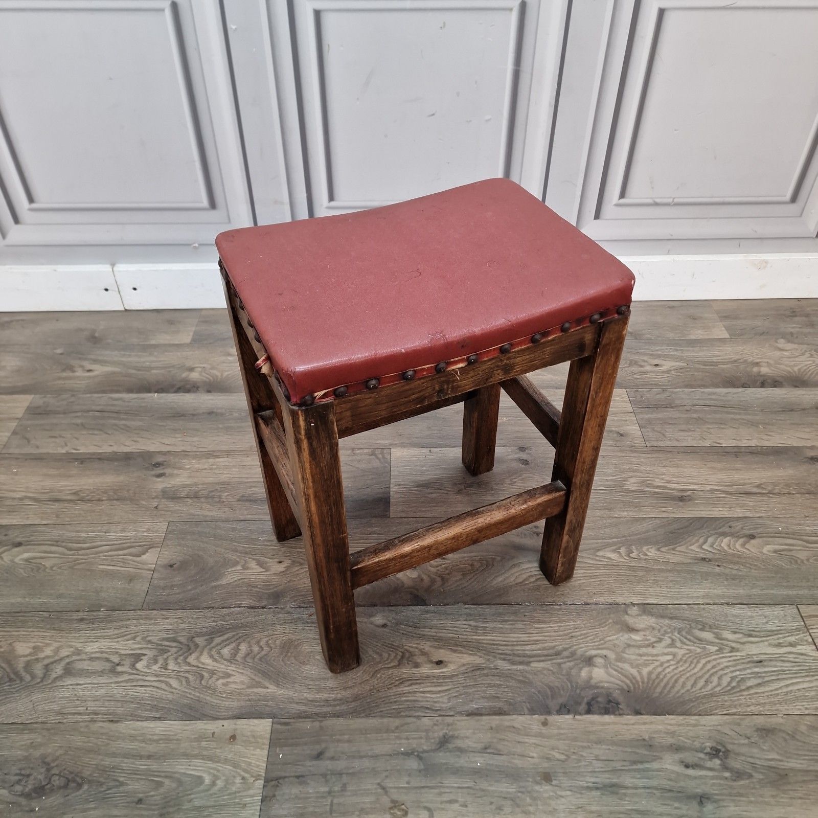 Vintage Rustic Country Stool Kitchen Seat Piano Pub Music Retro Solid Wood photo furniture
