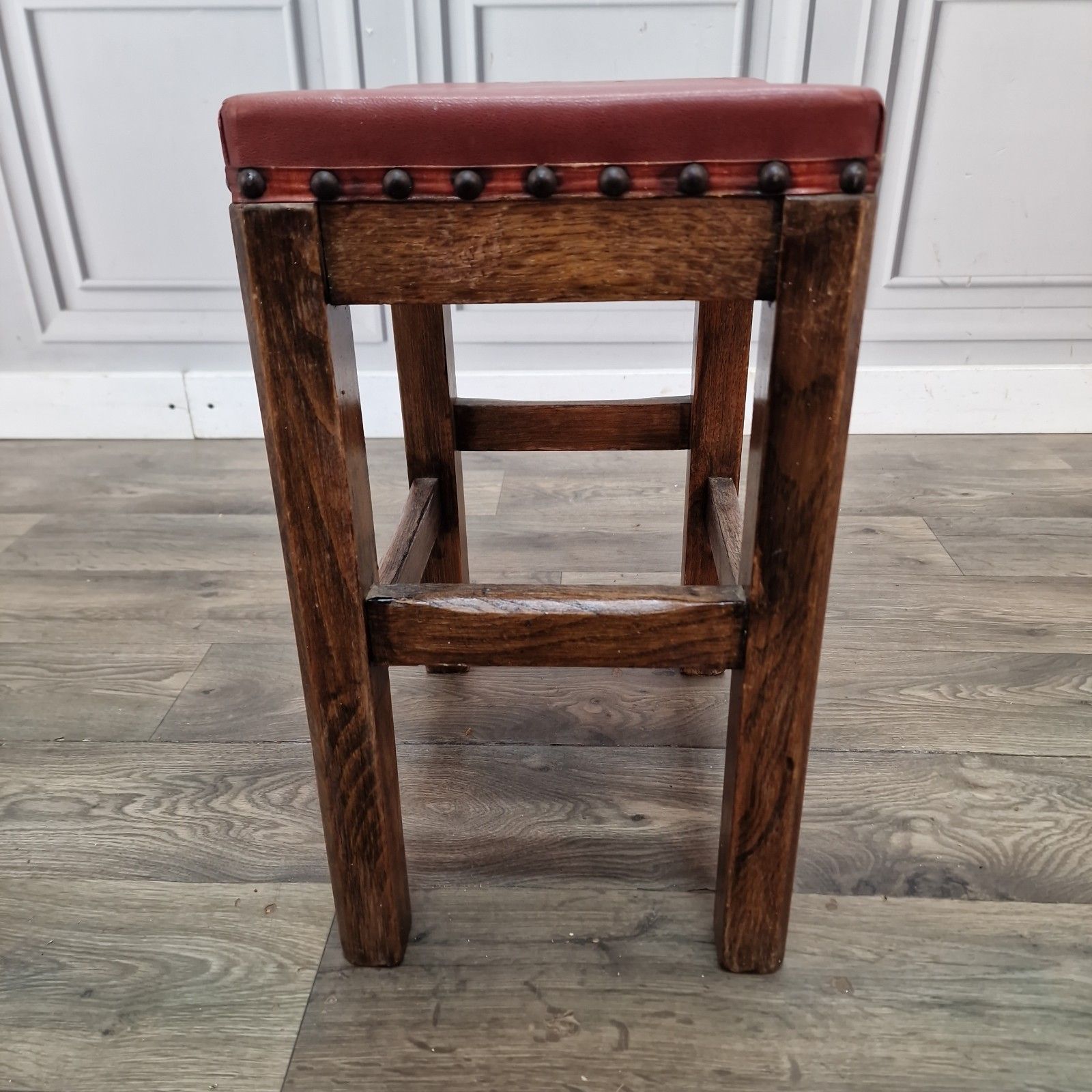photo vinterior Vintage Rustic Country Stool Kitchen Seat Piano Pub Music Retro Solid Wood