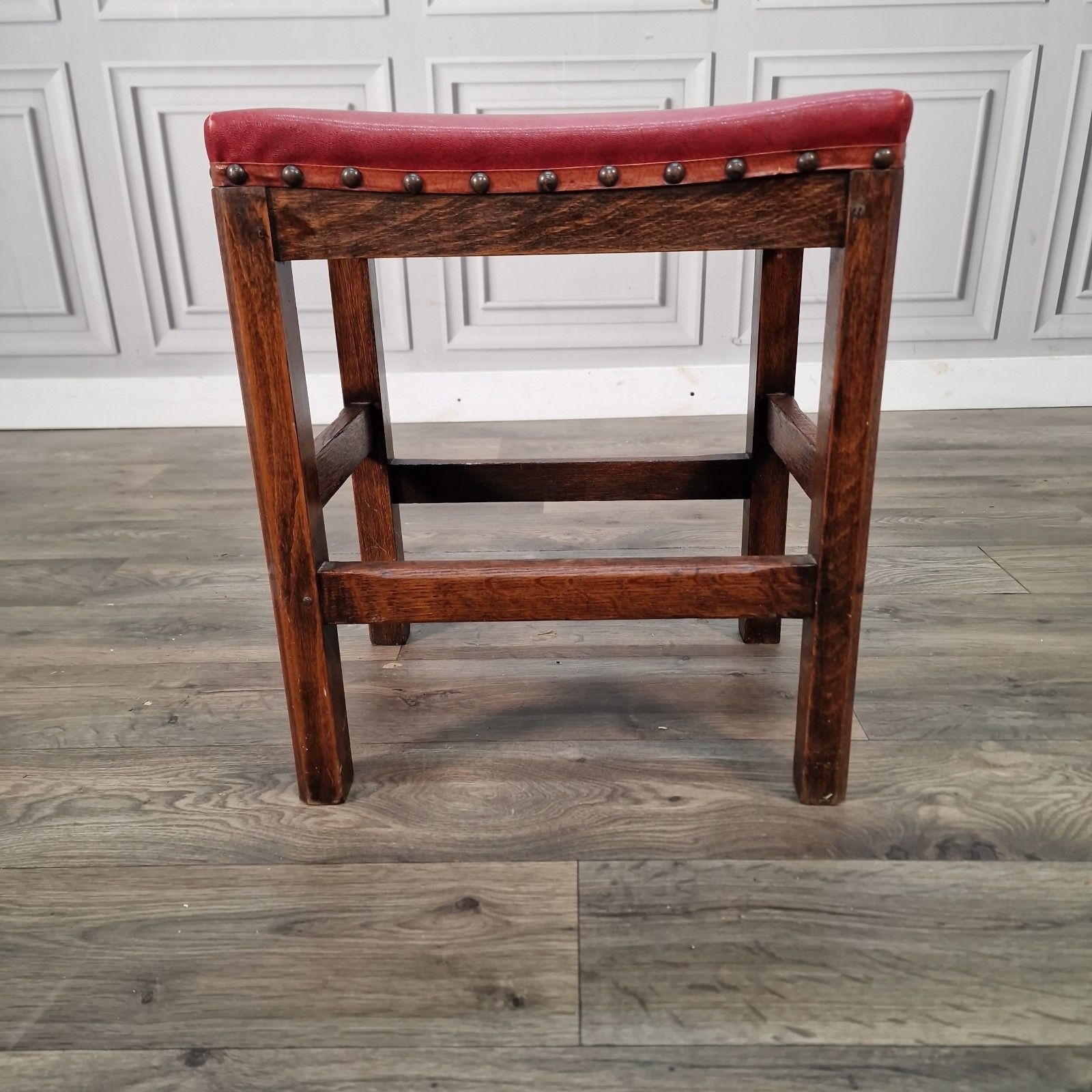 Vintage Rustic Country Stool Kitchen Seat Piano Pub Retro Solid Wooden Oak photo Furniture