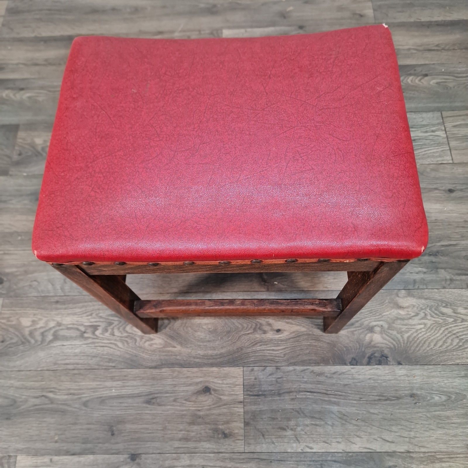 Vintage Rustic Country Stool Kitchen Seat Piano Pub Retro Solid Wooden Oak photo 70.0