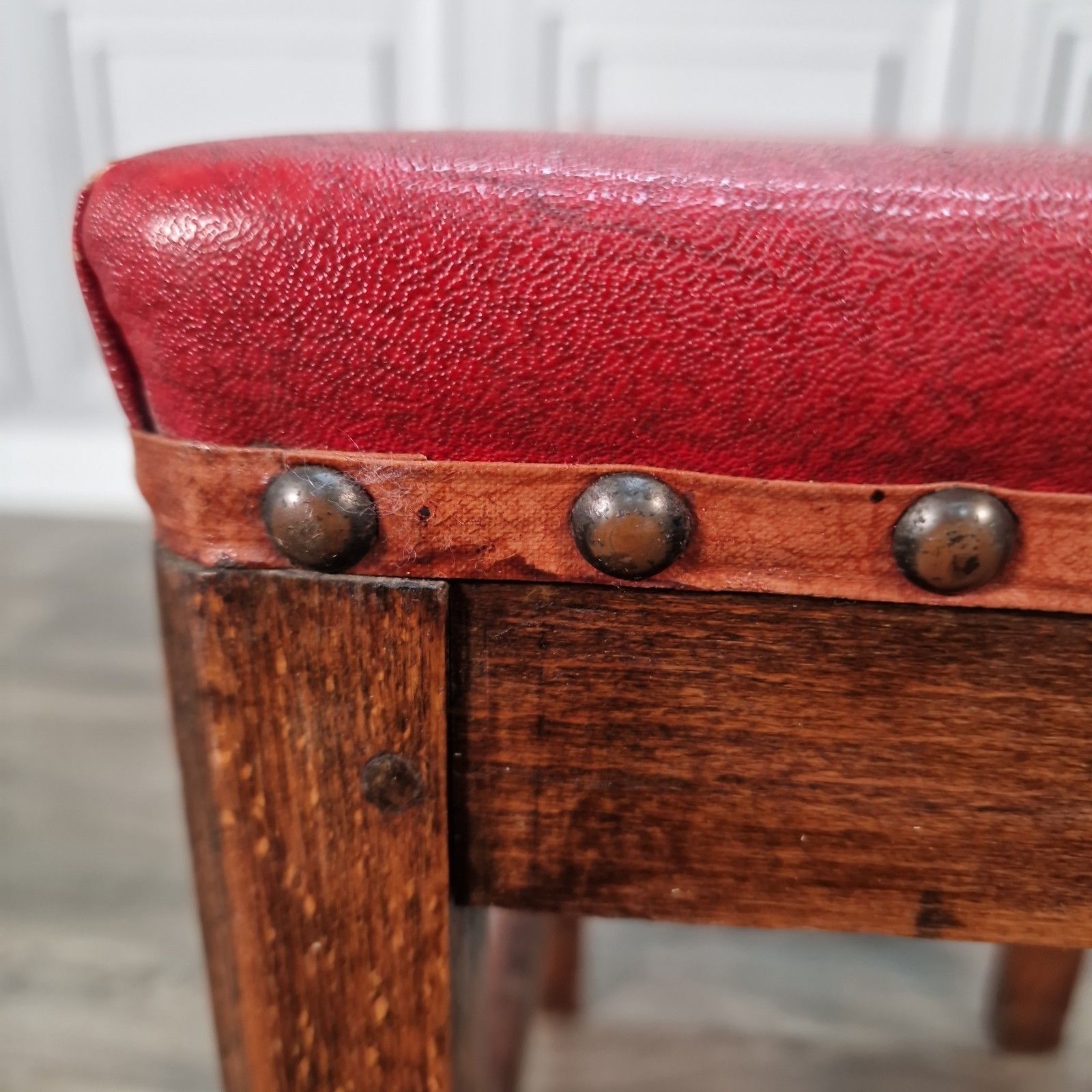 70.0 Vintage Rustic Country Stool Kitchen Seat Piano Pub Retro Solid Wooden Oak photo