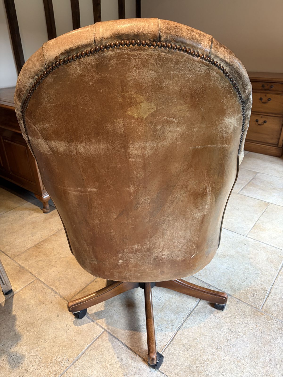 Leather Desk Chair On Casters photo furniture