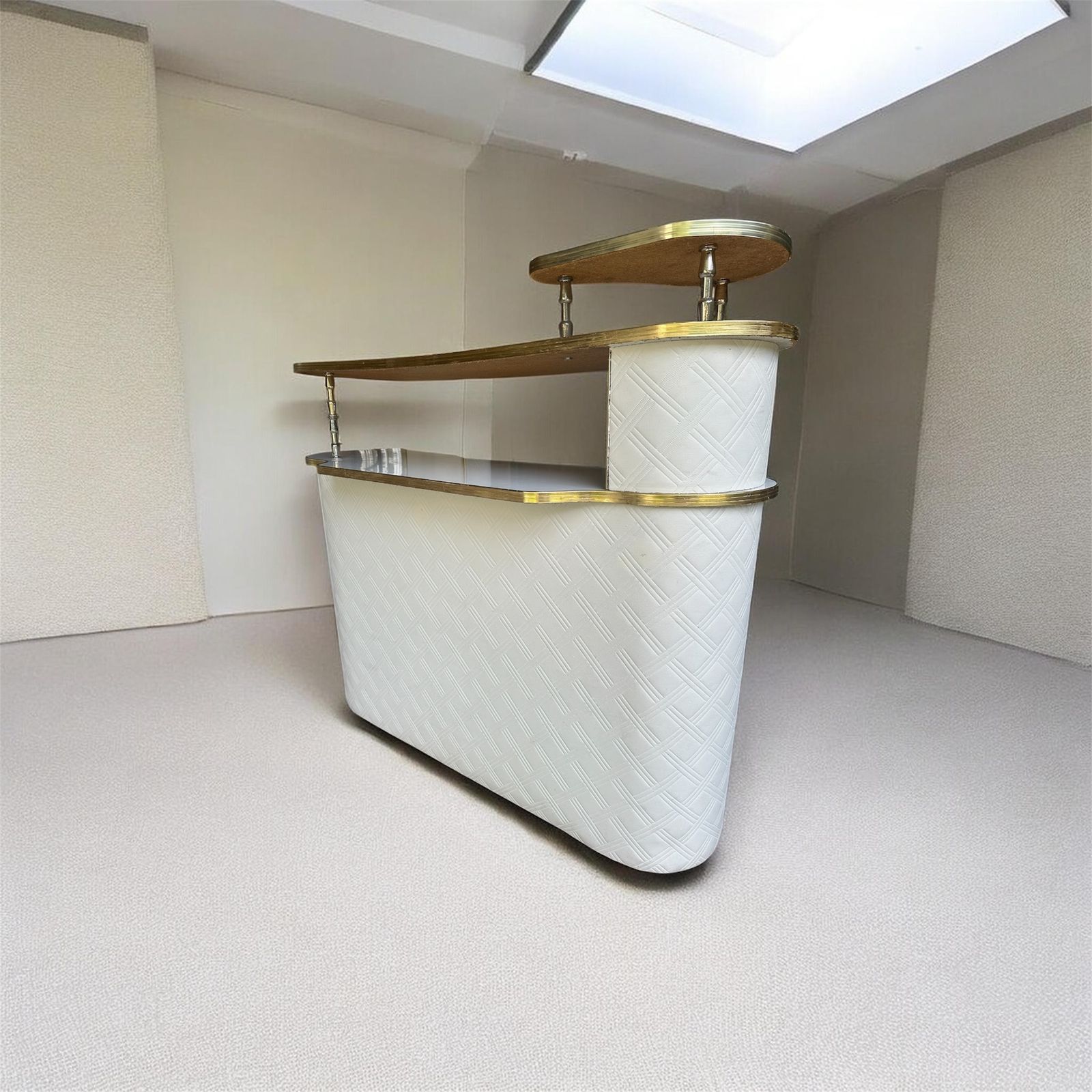 Mid Century Gold & Cream Retro Drinks Cocktail Bar 1970’s 120cm (W) X 110cm (H) X 65cm photo Furniture