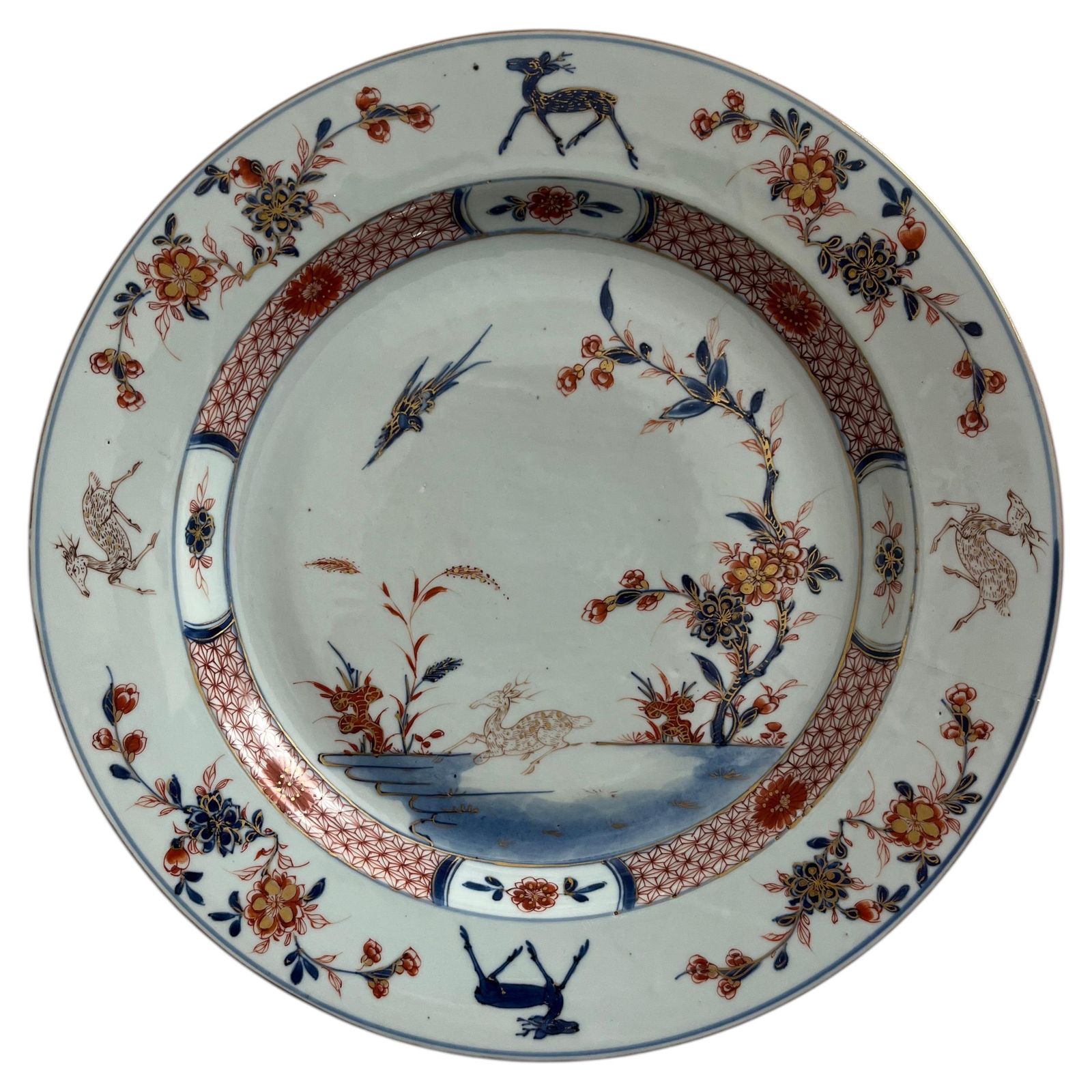 Chinese Imari Large Hand Painted Plate, Kangxi Period, Circa 1700