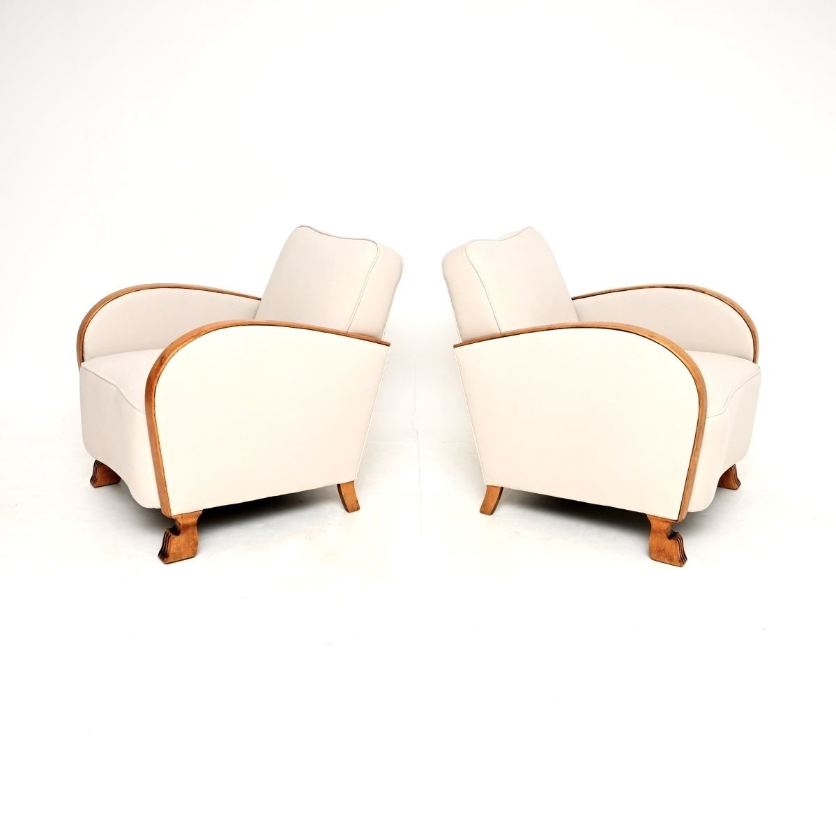 Pair Of Swedish Art Deco Armchairs In Satin Birch photo for sale