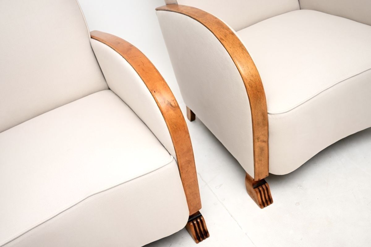 photo furniture Pair Of Swedish Art Deco Armchairs In Satin Birch