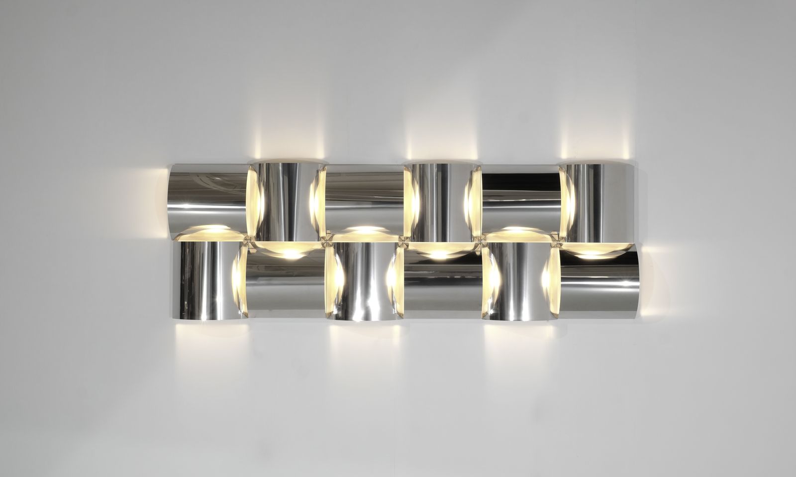 Wall Panel Light In Stainless Steel And Metal, Contemporary.