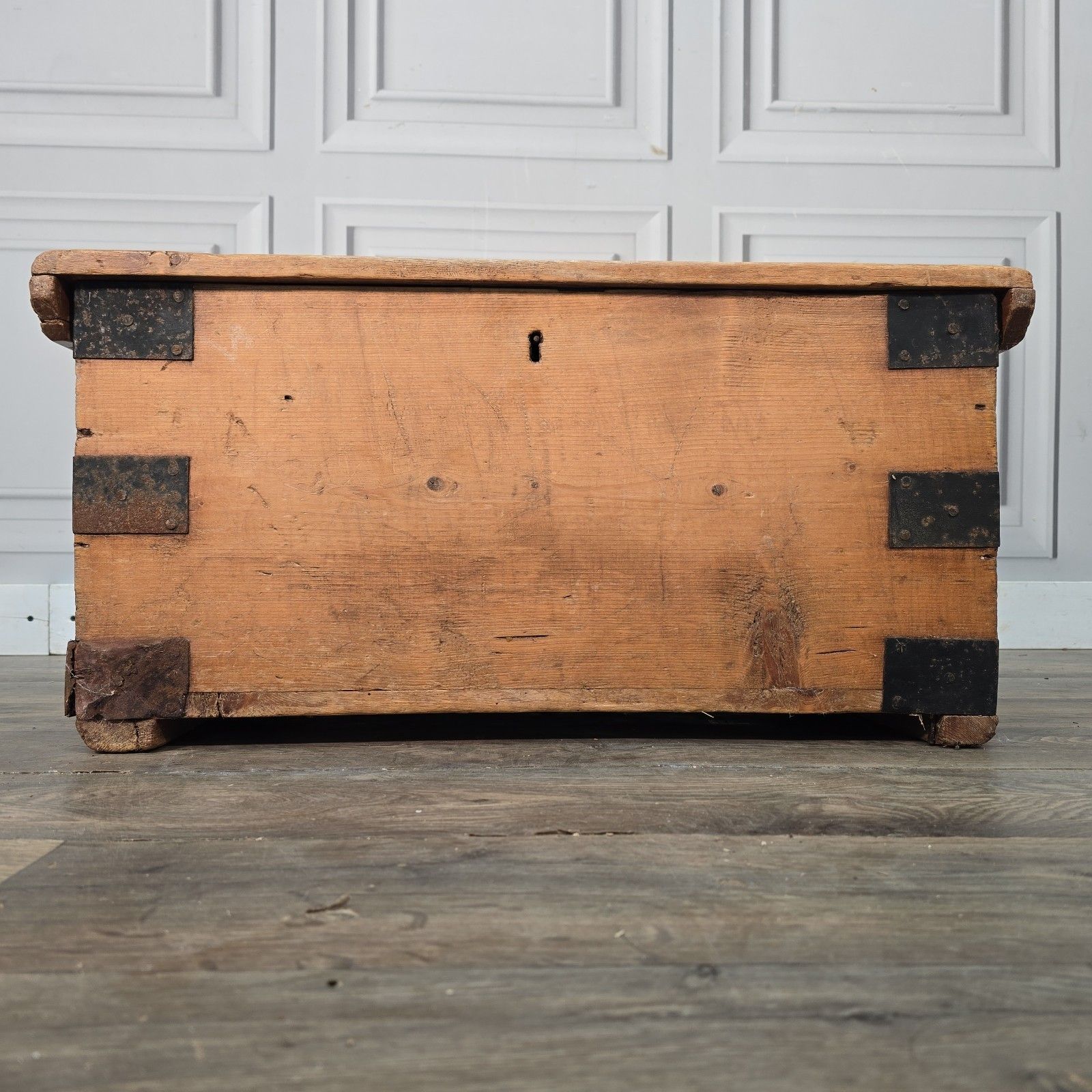 Antique Pine Blanket Chest Small Victorian Storage Trunk Wooden Tool Box Rustic photo vintage