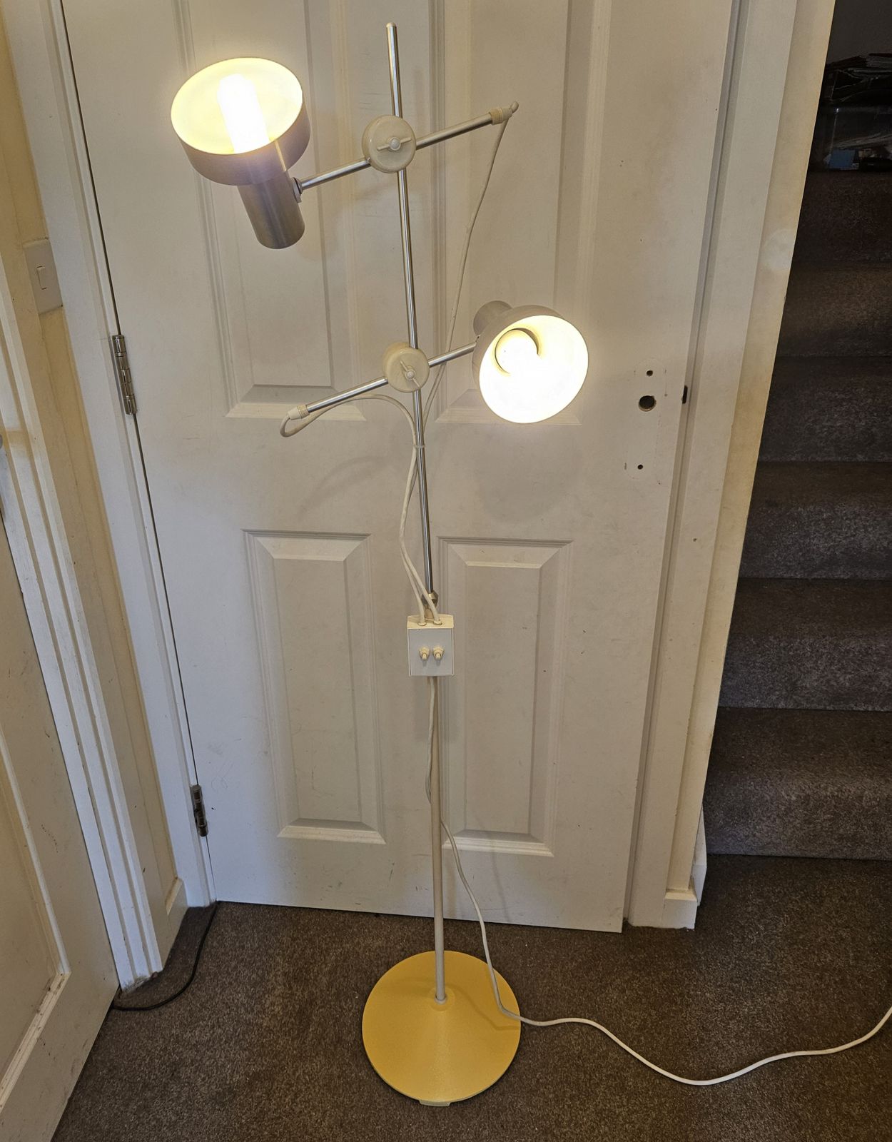 Mid Century Vintage 1970/80's Adjustable Twin Floor Spot Lamp.
