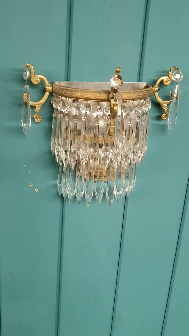 Antique Pair Of Spike Wall Lights With Polished Backs photo for sale