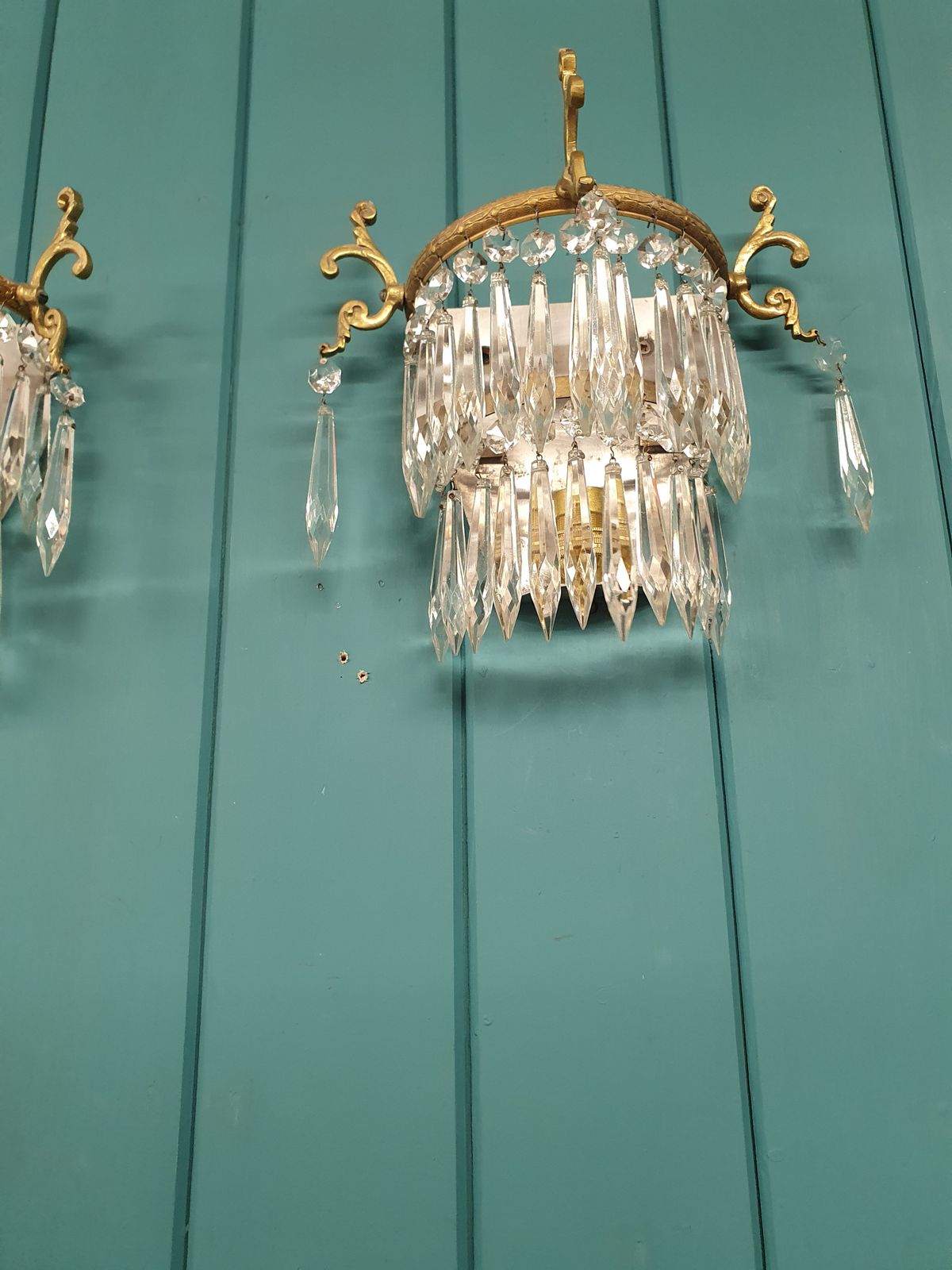 Antique Pair Of Spike Wall Lights With Polished Backs photo vinterior