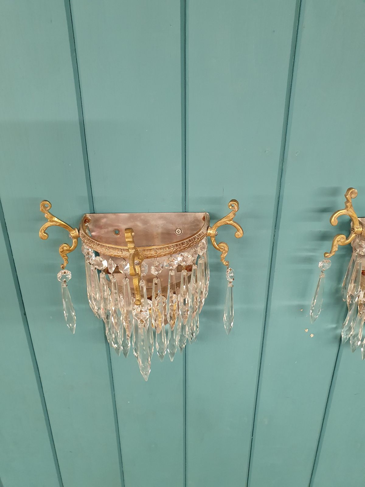 Antique Pair Of Spike Wall Lights With Polished Backs photo buy