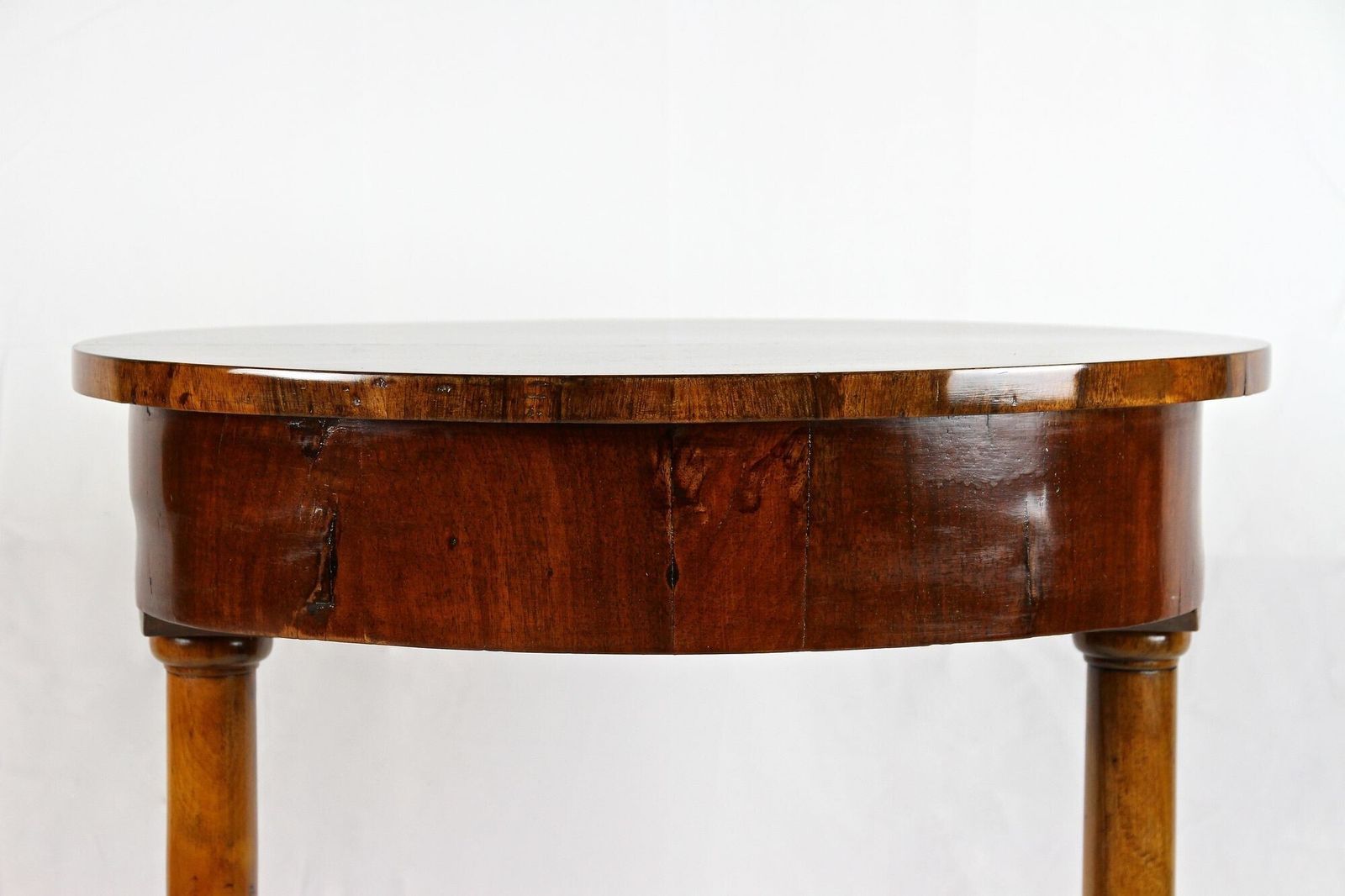 photo for sale 19th Century Oval Biedermeier Nutwood Side Table, Austria Circa 1830