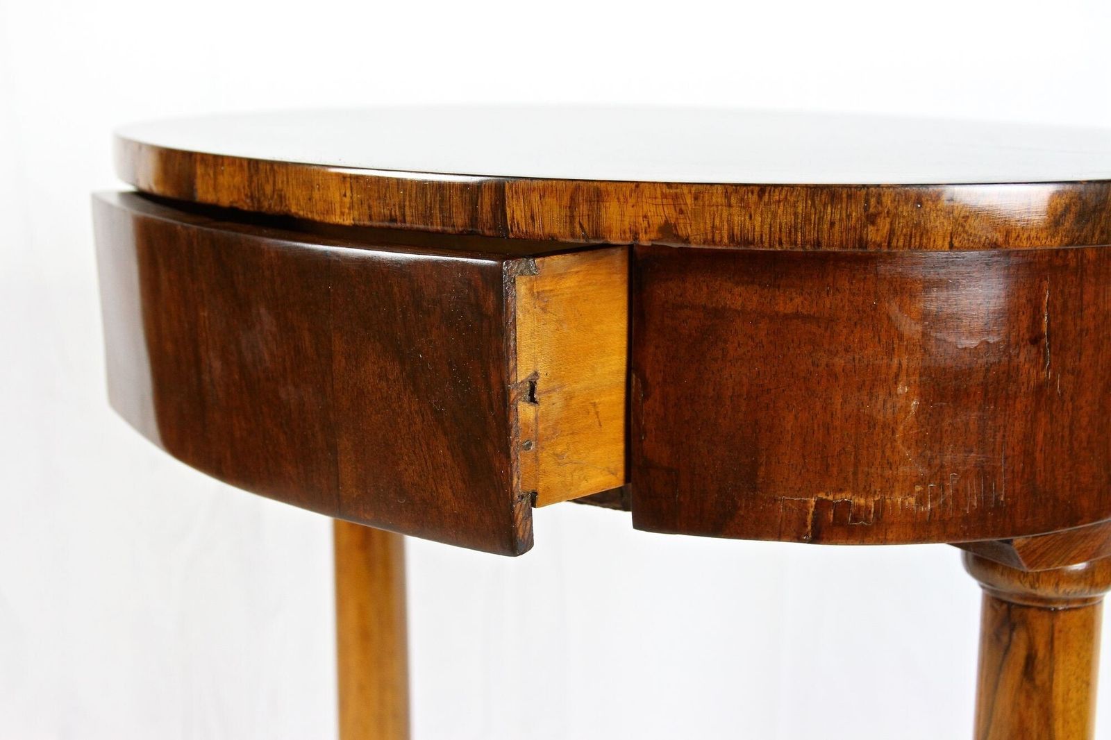 photo buy 19th Century Oval Biedermeier Nutwood Side Table, Austria Circa 1830