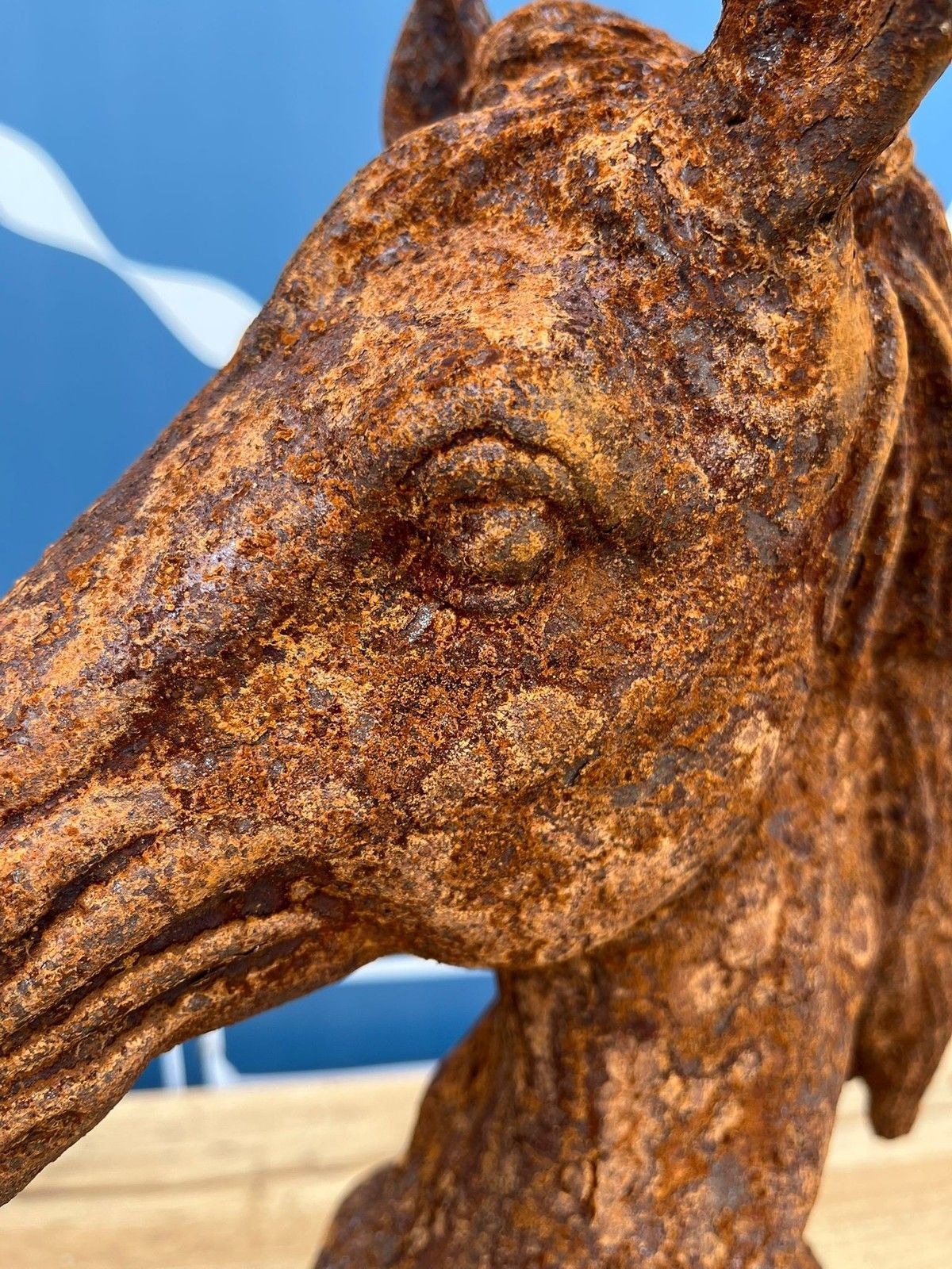 Antique Style Rusty Cast Iron Horse Head Bust Garden Interior Sculpture 12.5kg photo vinterior
