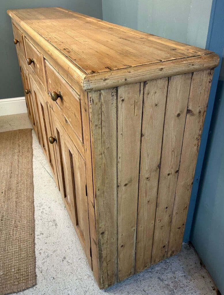 Large Rustic Antique Pine Sideboard photo furniture
