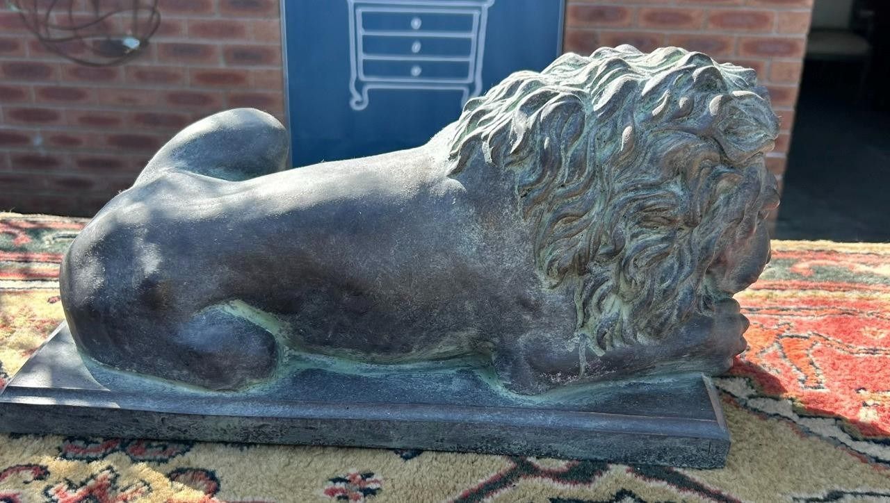 Antique Style Bronze Stone Lion Garden Interior Sculpture Or Pillar Cap photo 65.0