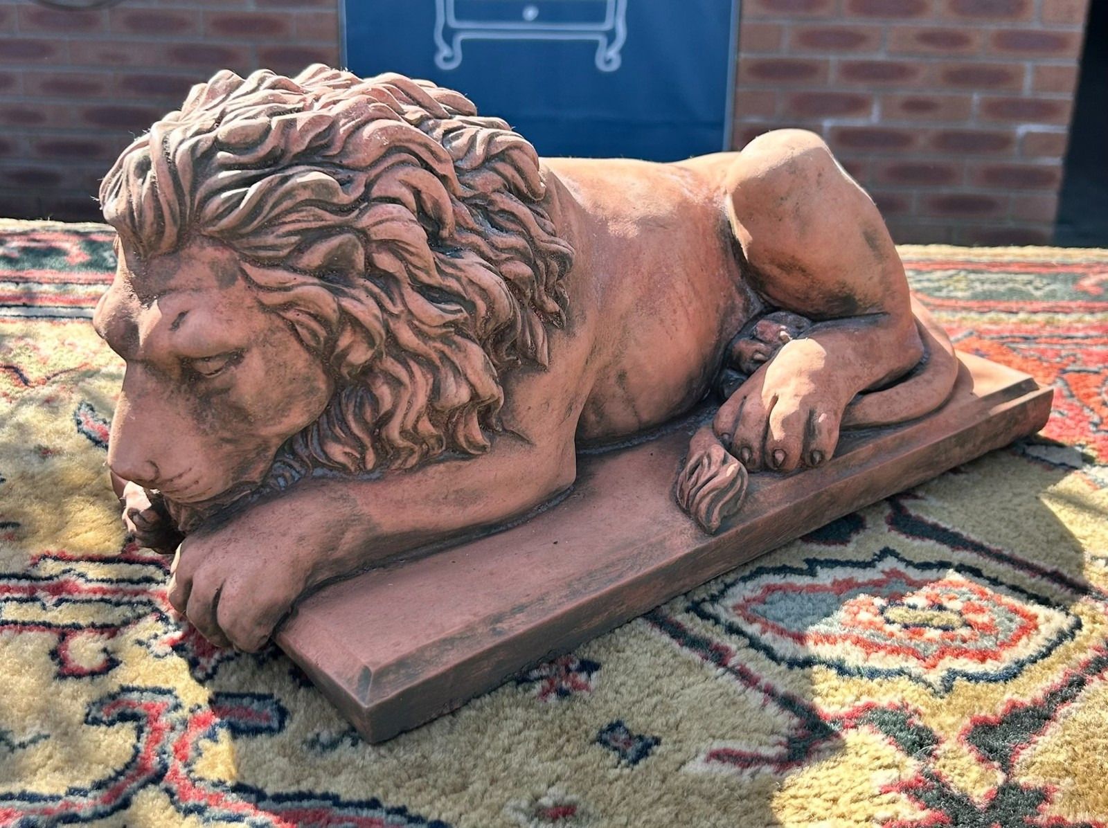 Antique Style Terracotta Stone Lion Garden Interior Sculpture Or Pillar Cap