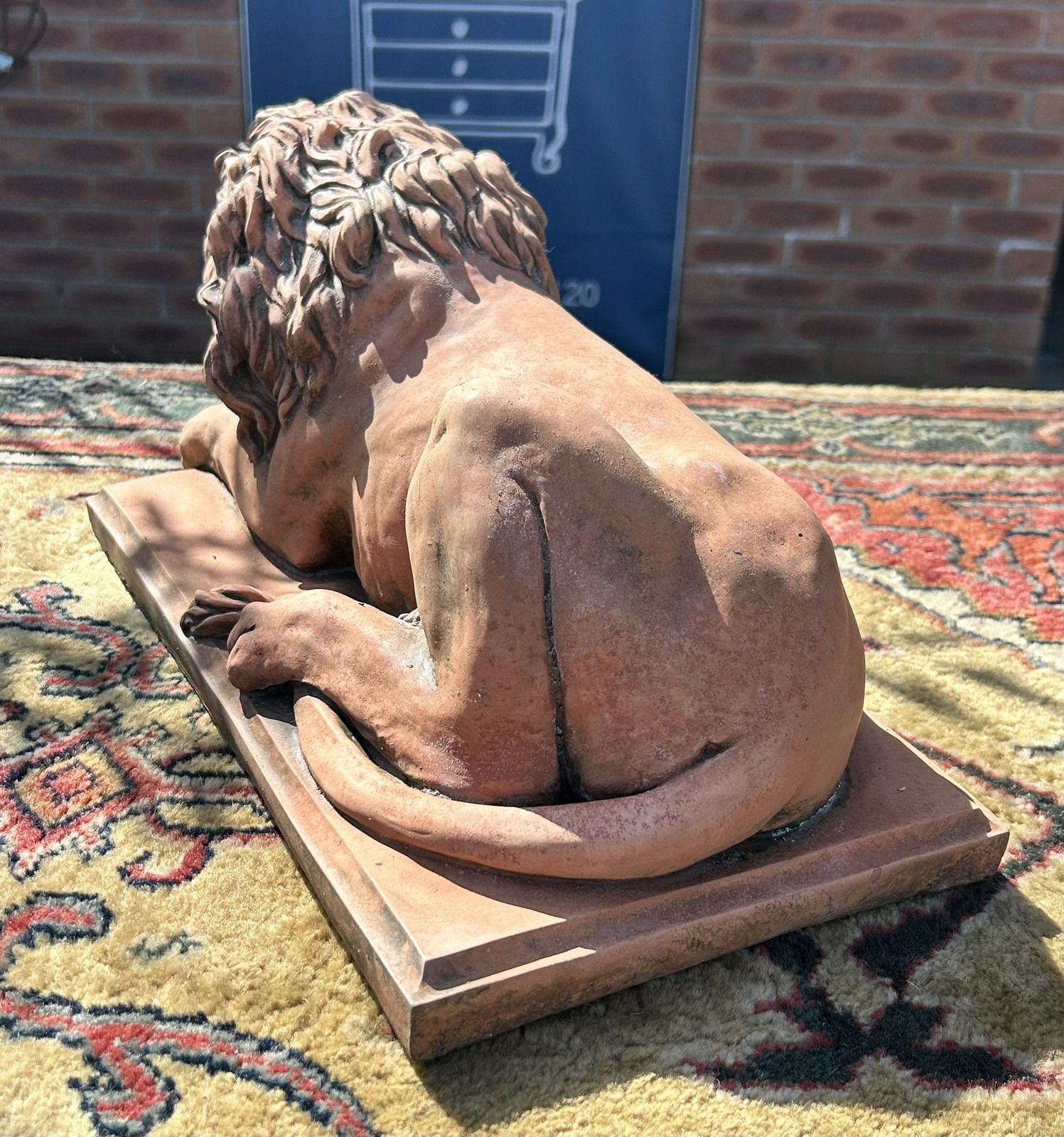 Antique Style Terracotta Stone Lion Garden Interior Sculpture Or Pillar Cap photo 65.0
