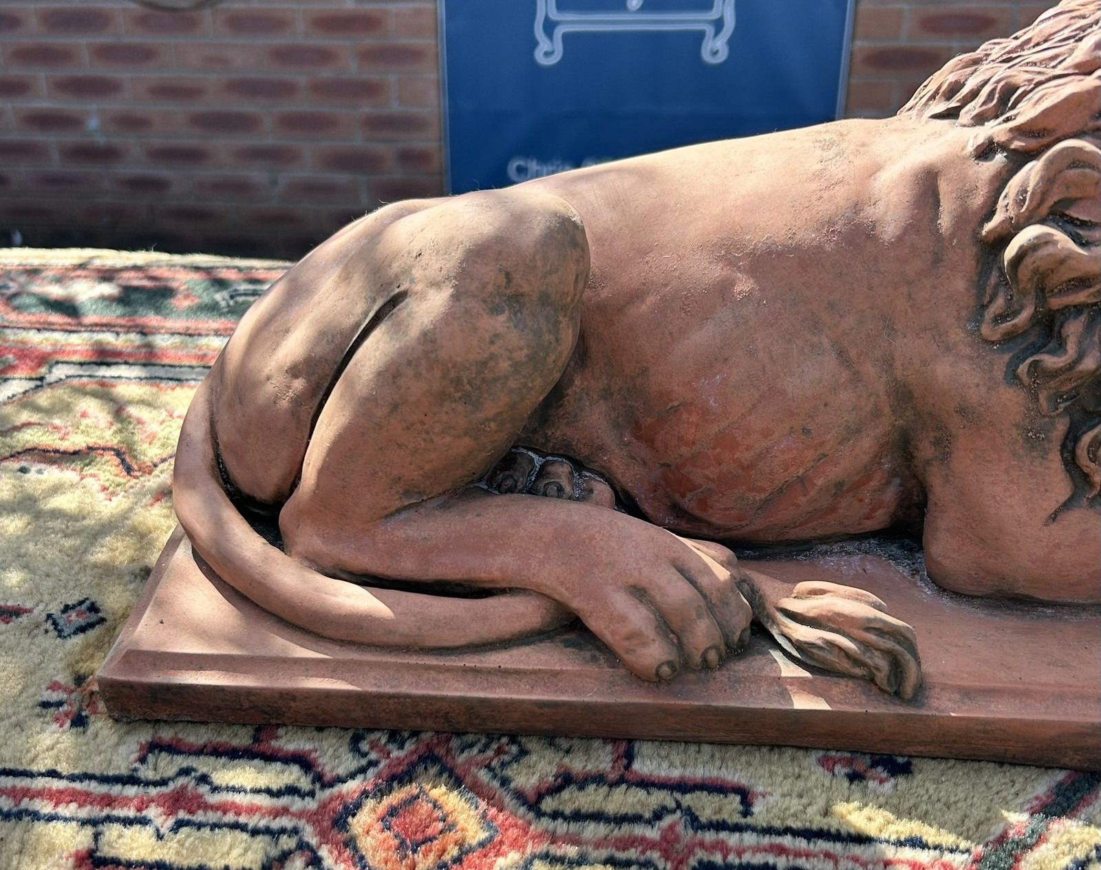 Antique Style Terracotta Stone Lion Garden Interior Sculpture Or Pillar Cap photo 65.0