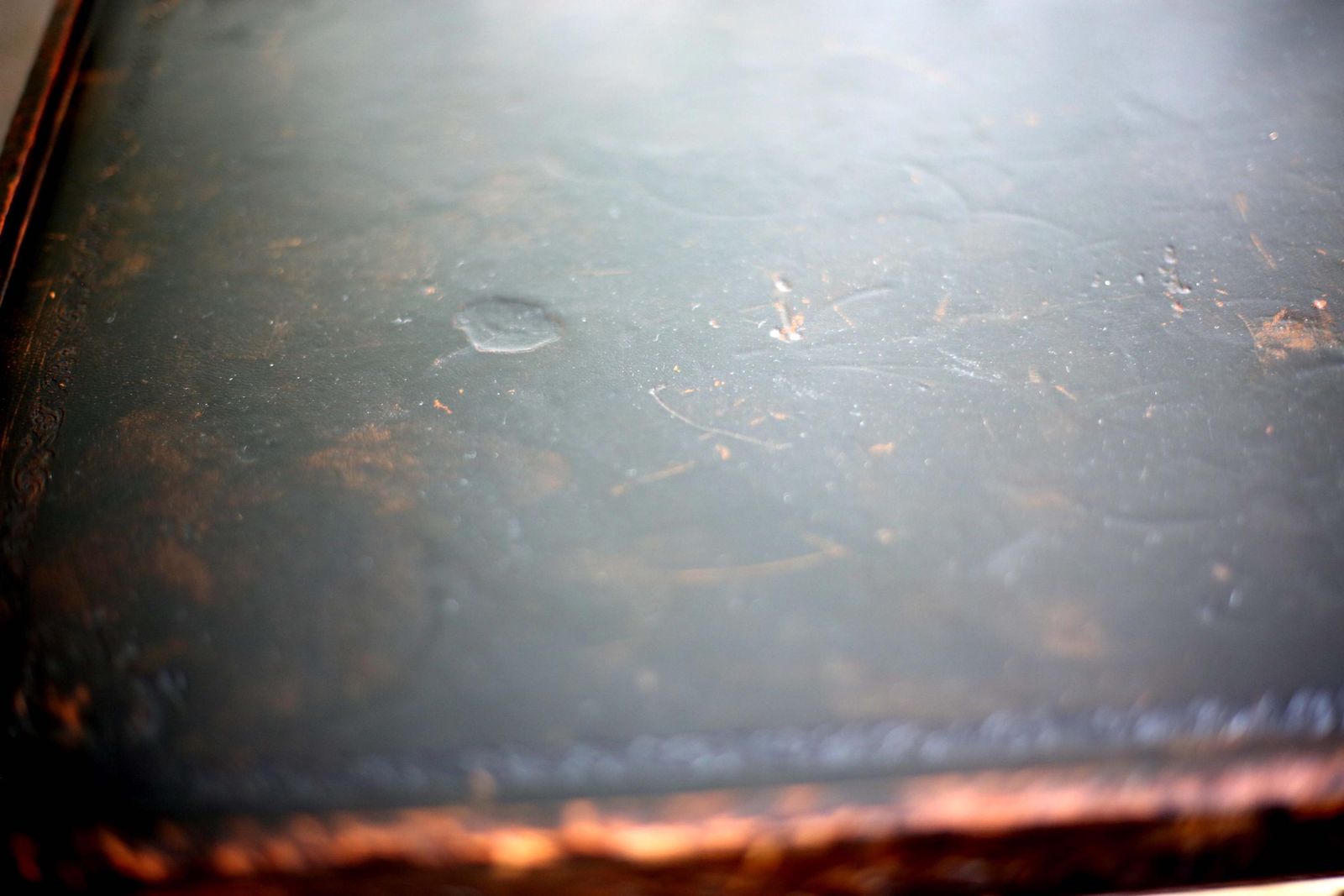 320.0 Antique Leather Top Side Table With Bobbin Turned Legs And Stretcher Base photo