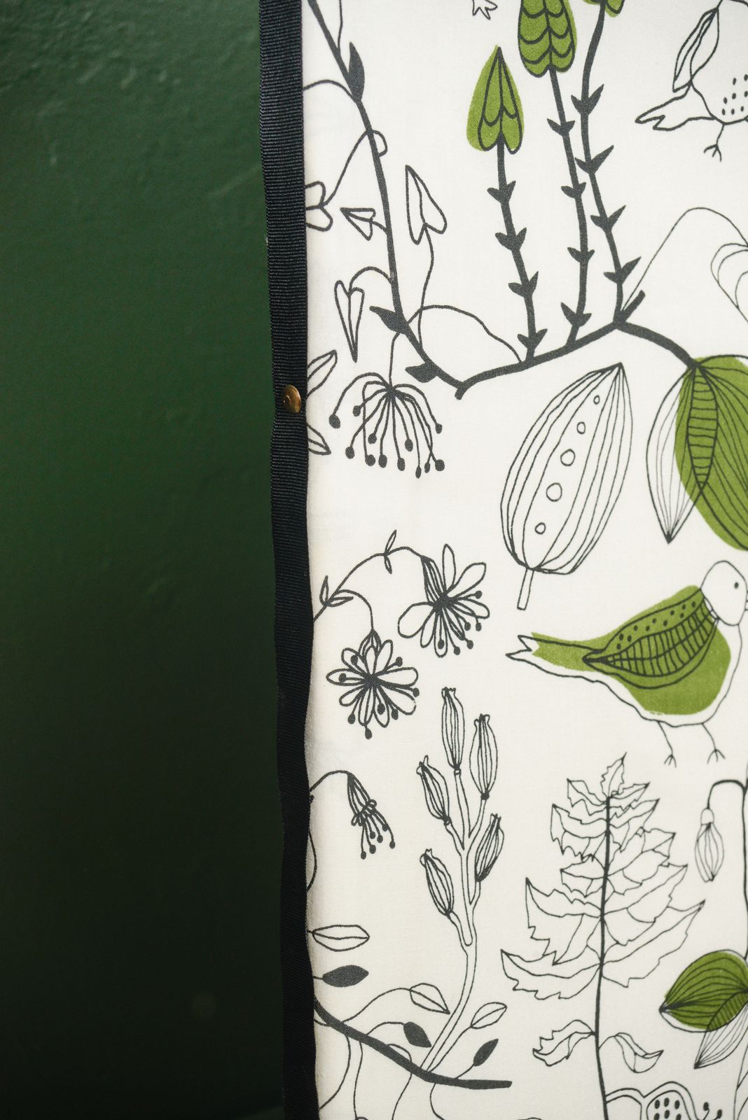 Fabric Panel Folding Room Divider With Ikea Green Birds Fabric photo buy