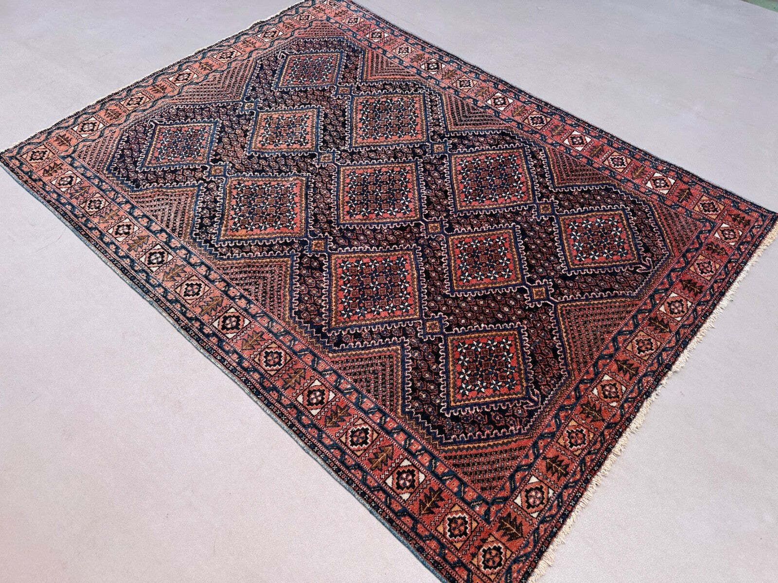 Vintage Kamseh Rug 147x203 Cm, Medium, Tribal Oriental Carpet 2542 photo Textiles