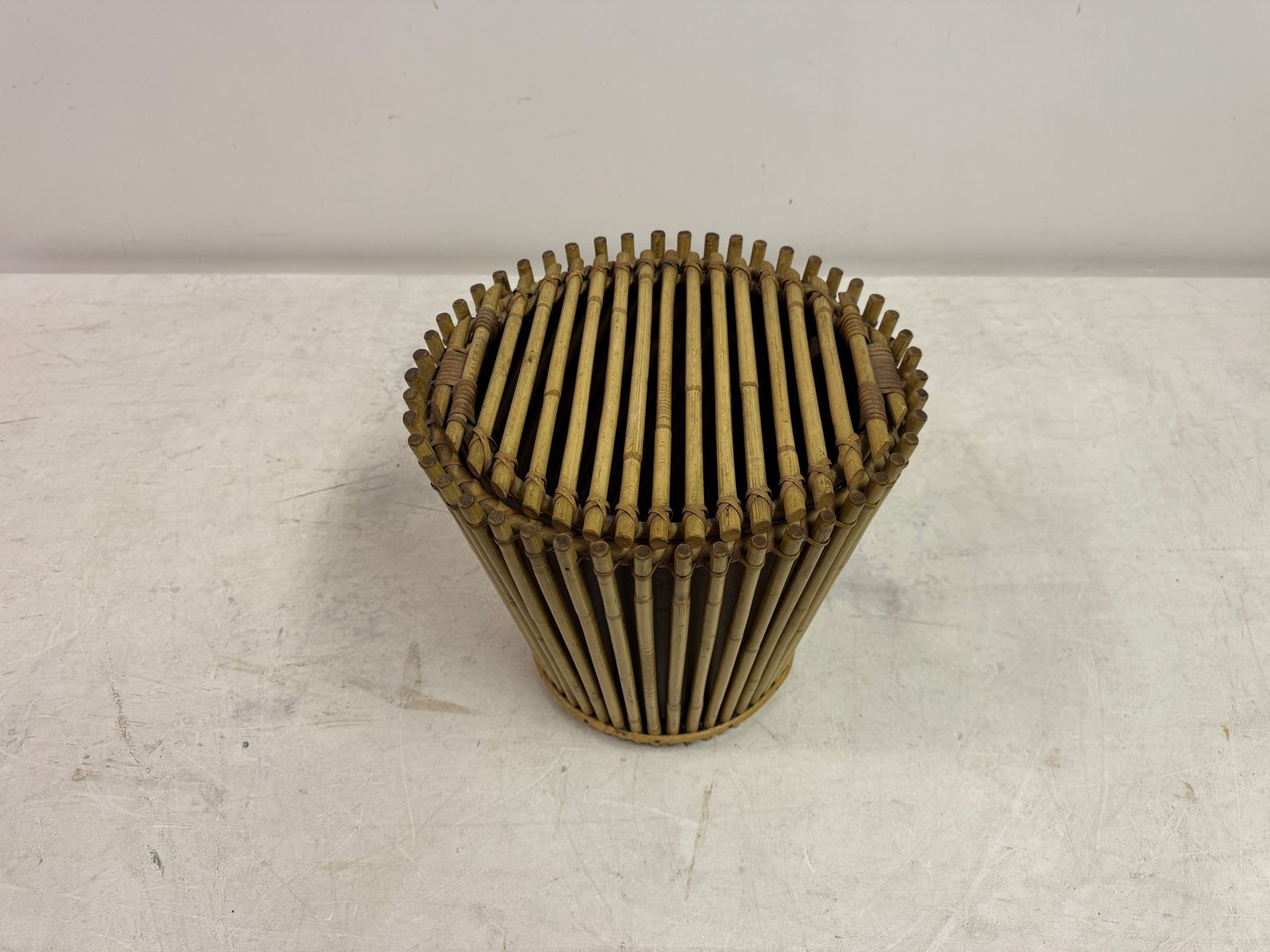 1970s Italian Bamboo Waste Paper Bin photo vintage
